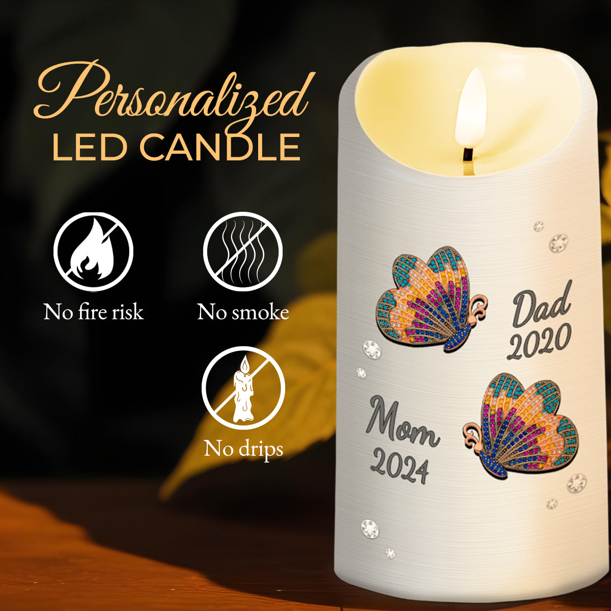 My Soul Knows You Are At Peace Butterflies LED Candle