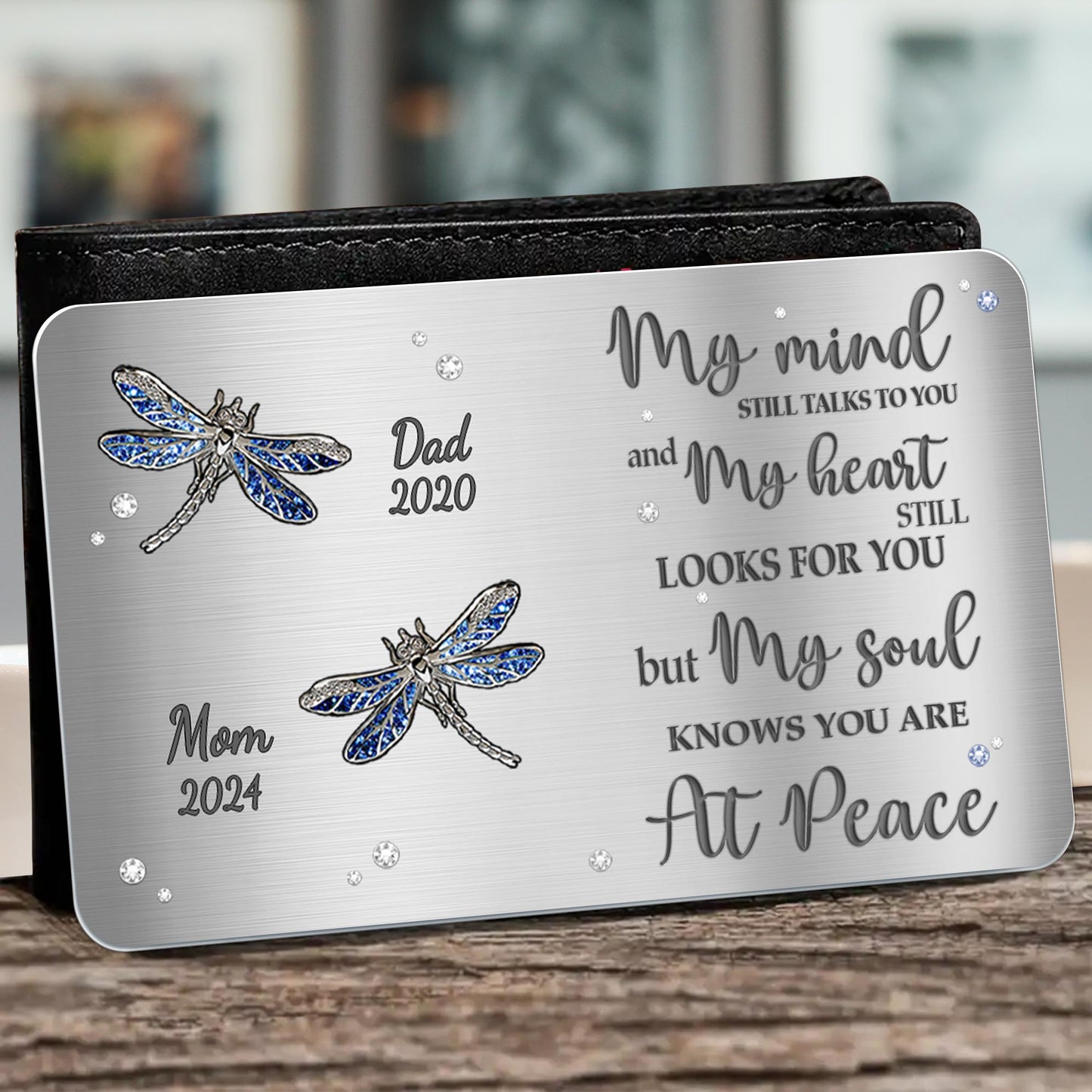My Soul Knows You Are At Peace Dragonflies Memorial Wallet Card