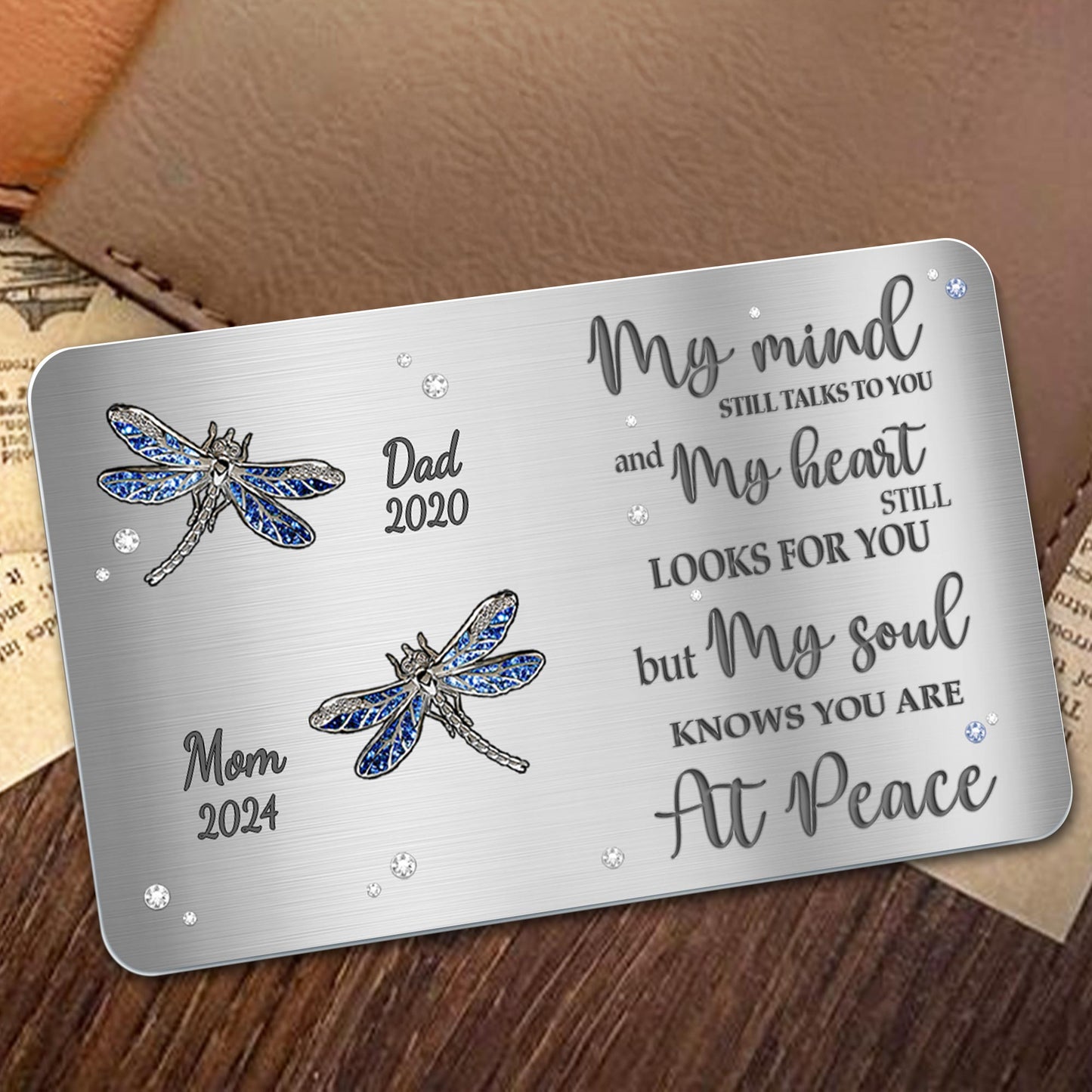 My Soul Knows You Are At Peace Dragonflies Memorial Wallet Card