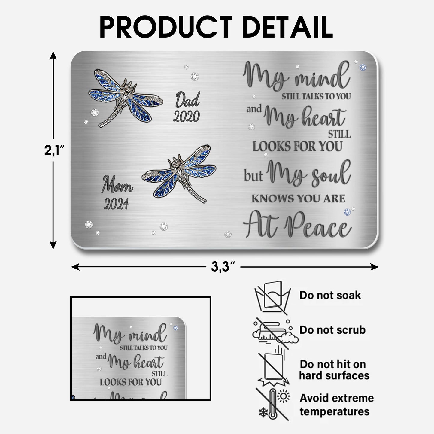 My Soul Knows You Are At Peace Dragonflies Memorial Wallet Card