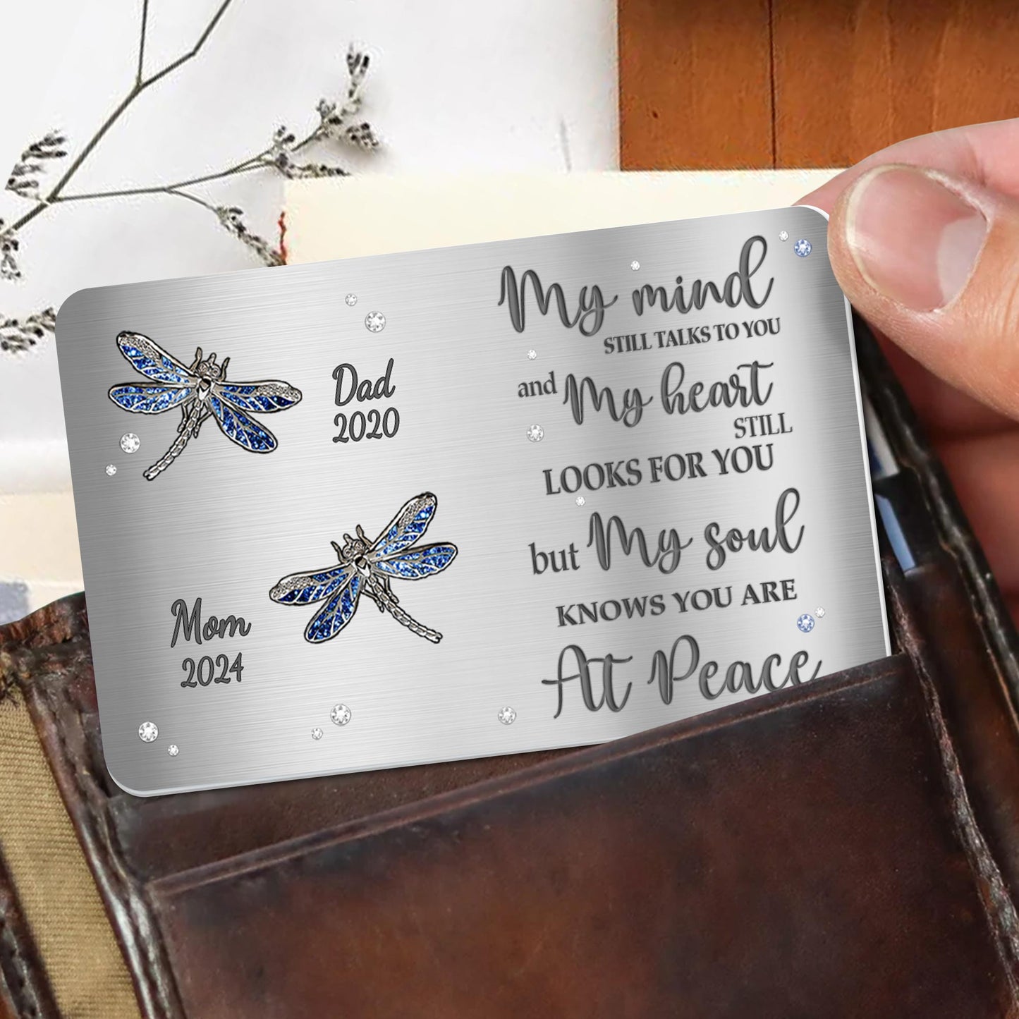 My Soul Knows You Are At Peace Dragonflies Memorial Wallet Card