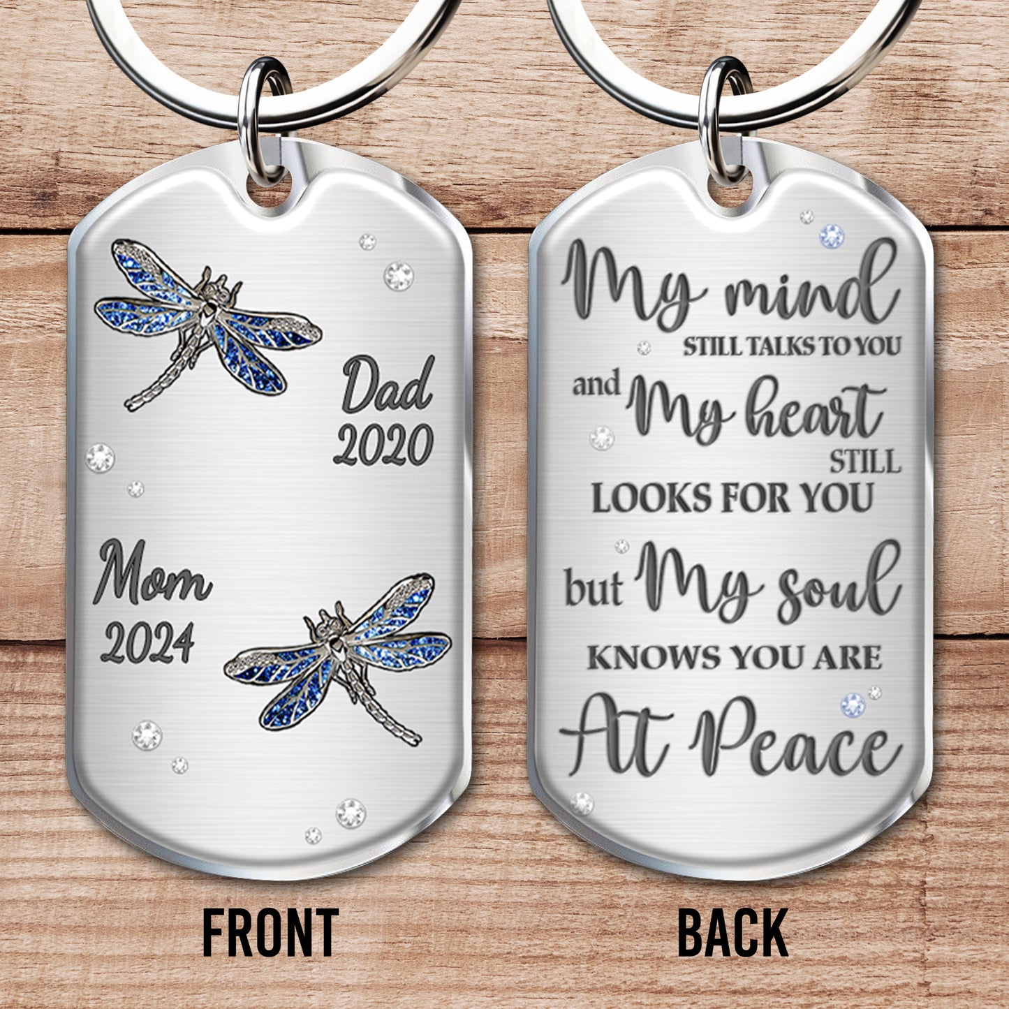 My Soul Knows You Are At Peace Memorial Dragonfly Keychain