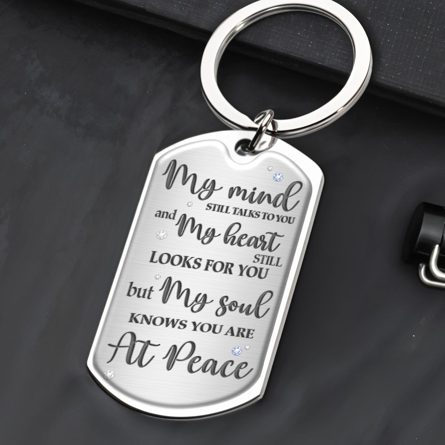 My Soul Knows You Are At Peace Memorial Dragonfly Keychain
