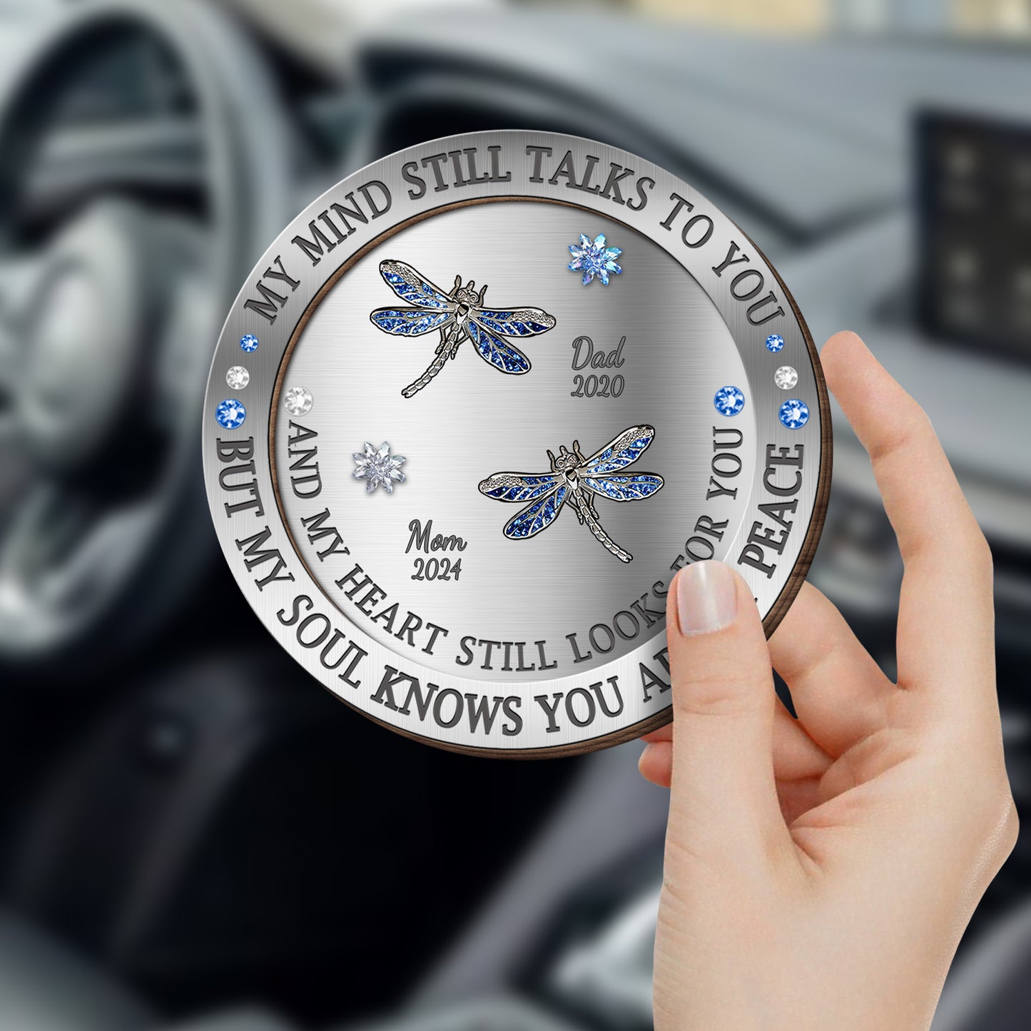 Heartfelt Memorial Message With Dragonflies and Snowflakes