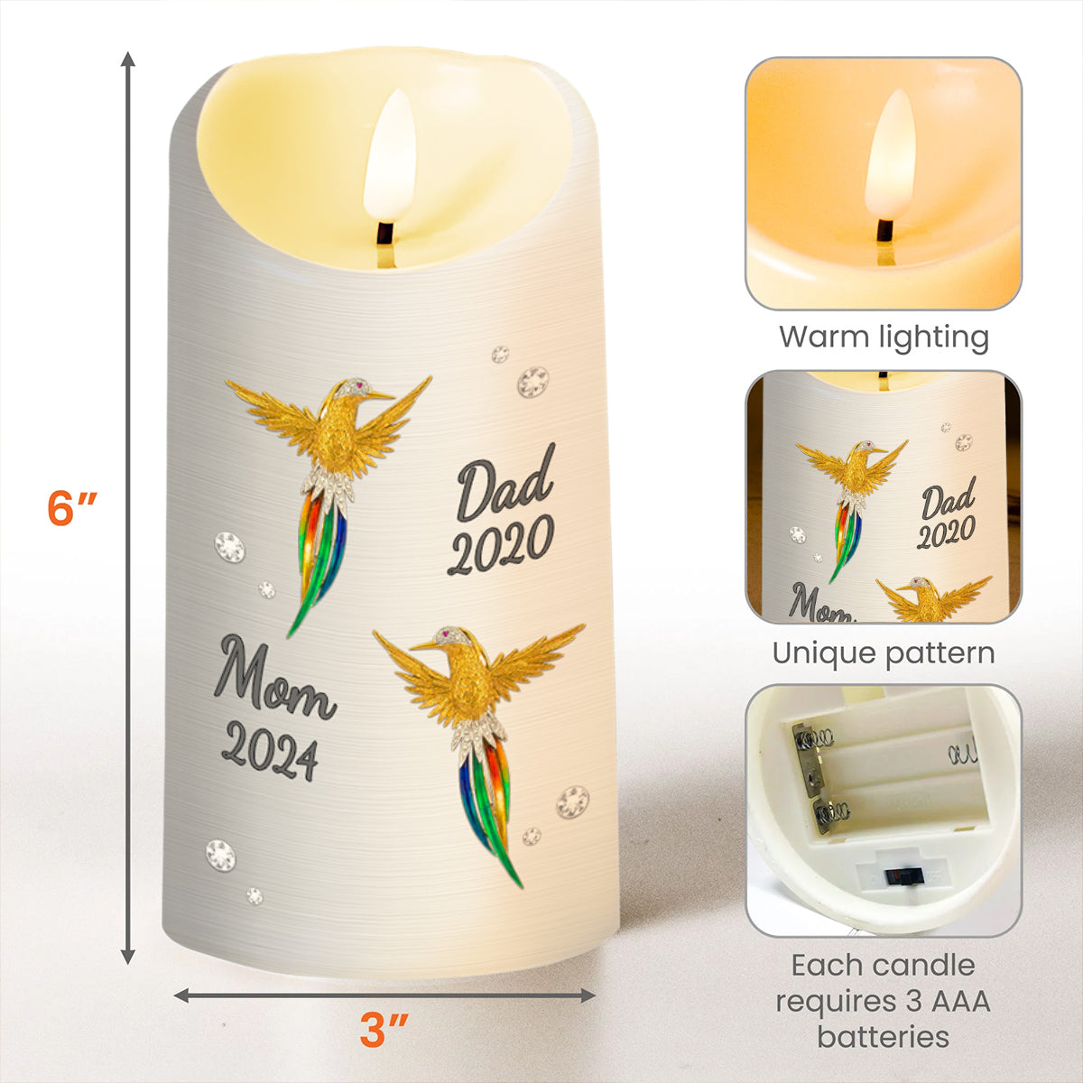 My Mind Still Talks To You And My Heart Looks For You But My Soul Knows You Are At Peace Hummingbird Design - Personalized Custom LED Candle - HME133_LECA