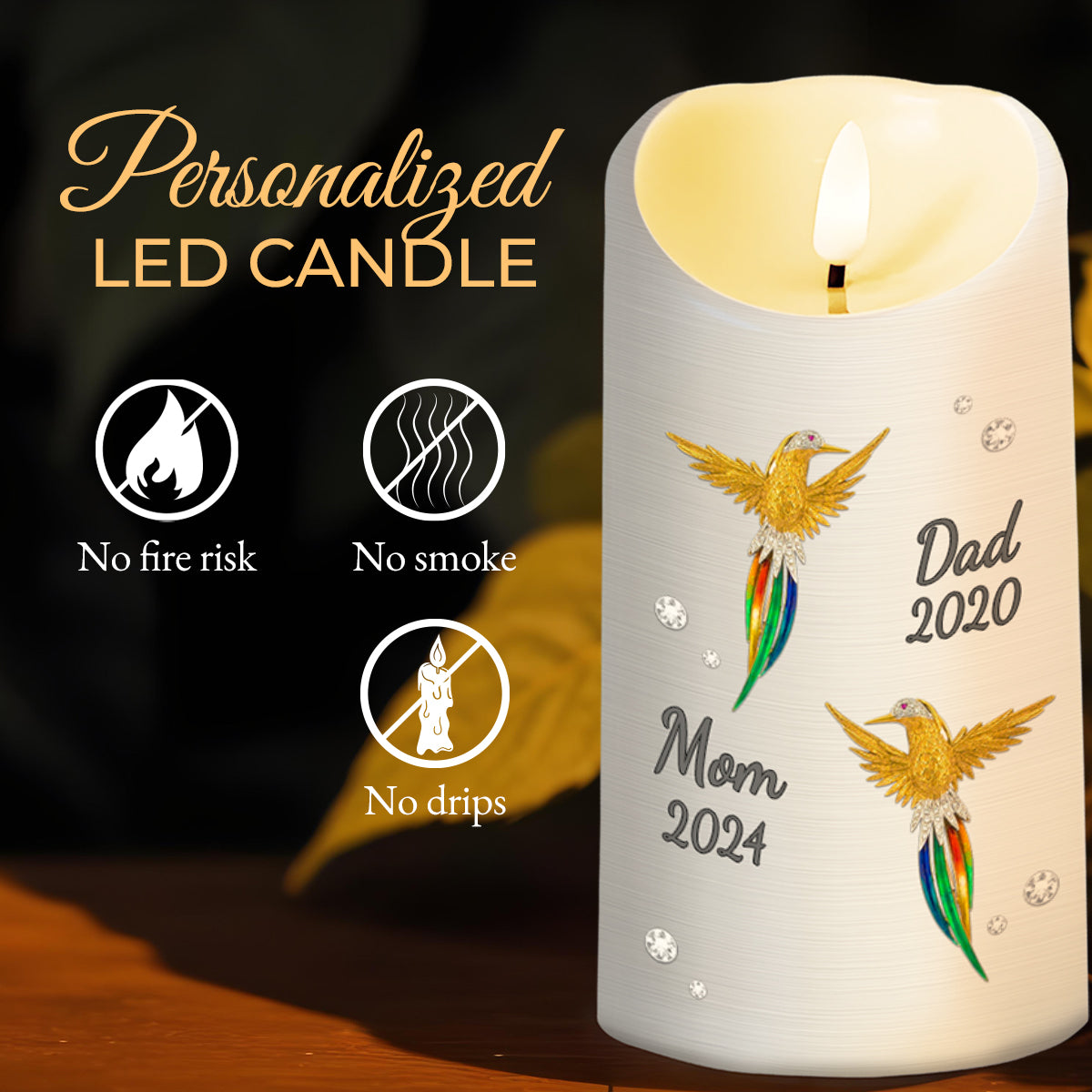 My Mind Still Talks To You And My Heart Looks For You But My Soul Knows You Are At Peace Hummingbird Design - Personalized Custom LED Candle - HME133_LECA