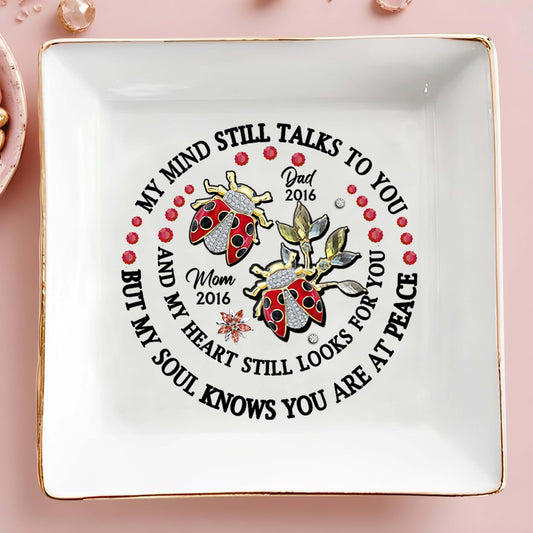 Memorial Jewelry Dish With Ladybugs And Flowers