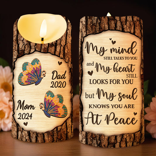 Butterfly And Heart Memorial Custom LED Candle