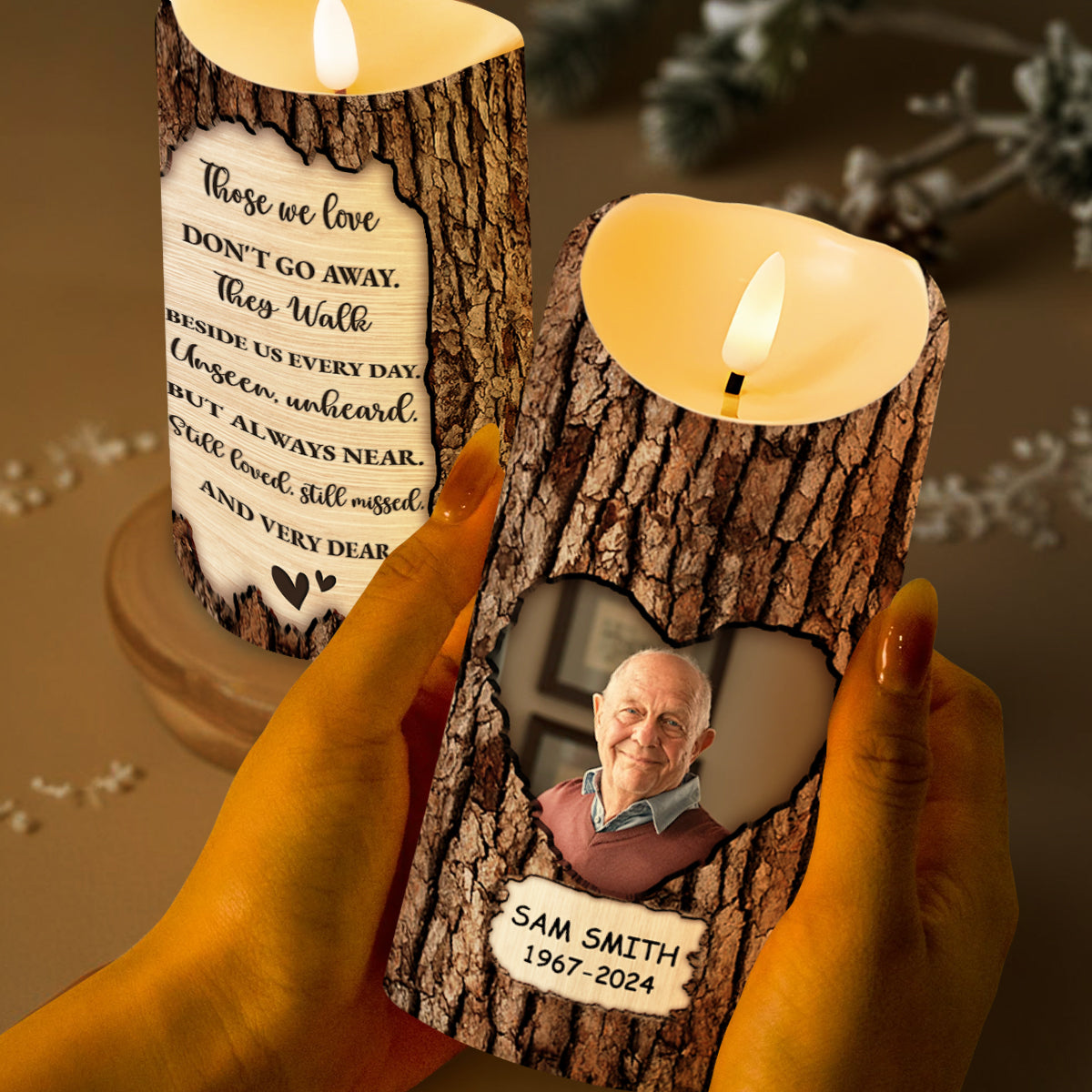 Those We Love Walk Beside Us Memorial Custom LED Candle