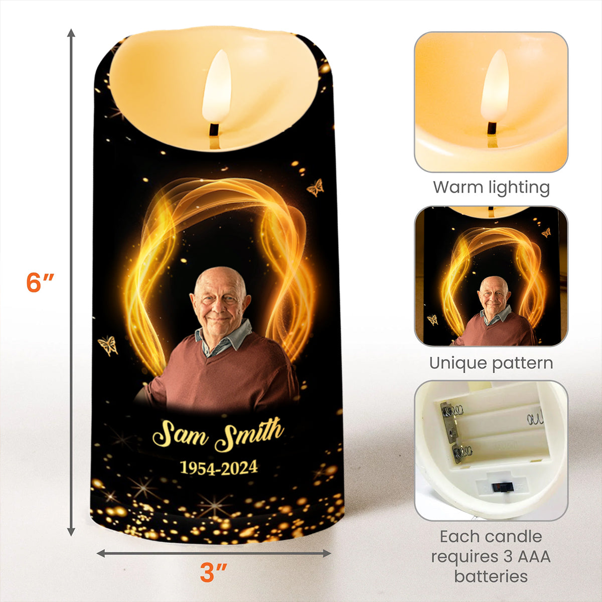 Memory Of A Beautifully Lived Life and Deeply Loved Heart - Personalized Custom LED Candle - HME146_LECA