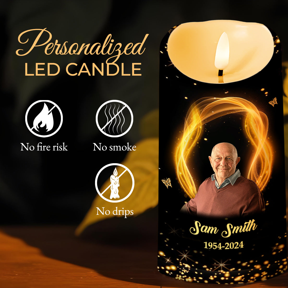 Memory Of A Beautifully Lived Life and Deeply Loved Heart - Personalized Custom LED Candle - HME146_LECA