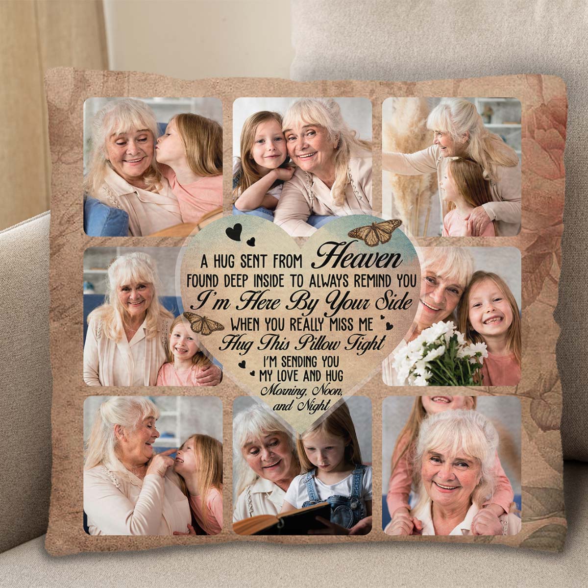 Heavenly Hug Sent From Angel Wings Heart Pillow