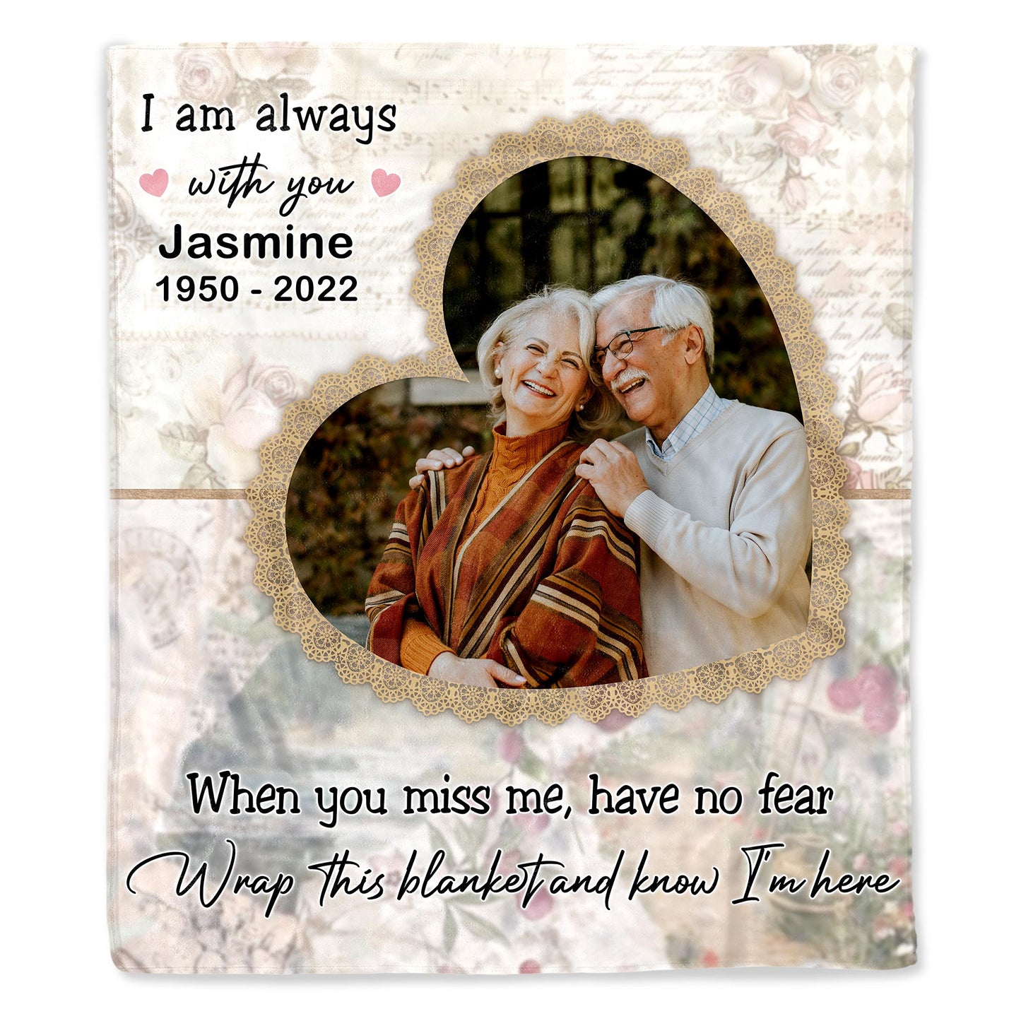Wrap This Blanket And Know I'm Here With Floral Pattern And Heart Frame
