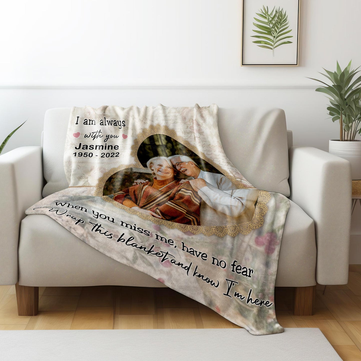 Wrap This Blanket And Know I'm Here With Floral Pattern And Heart Frame