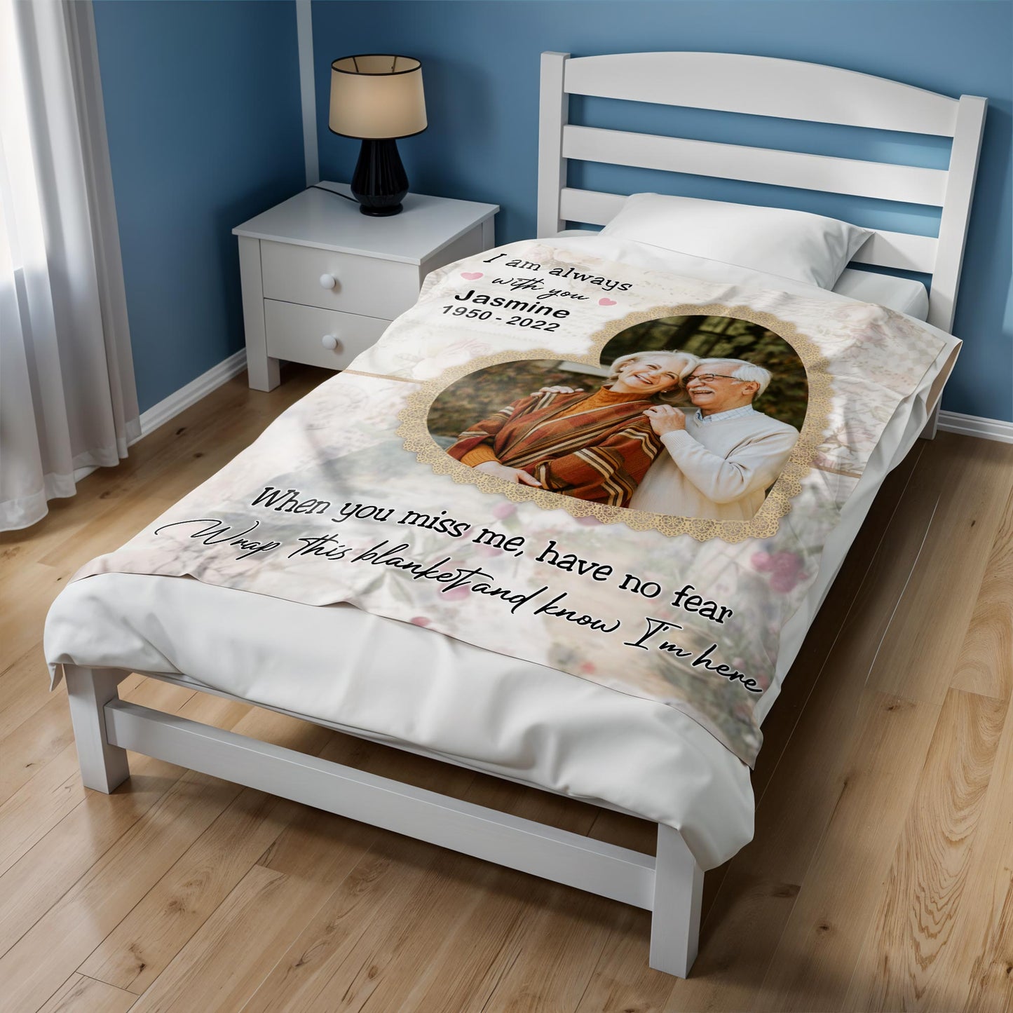Wrap This Blanket And Know I'm Here With Floral Pattern And Heart Frame