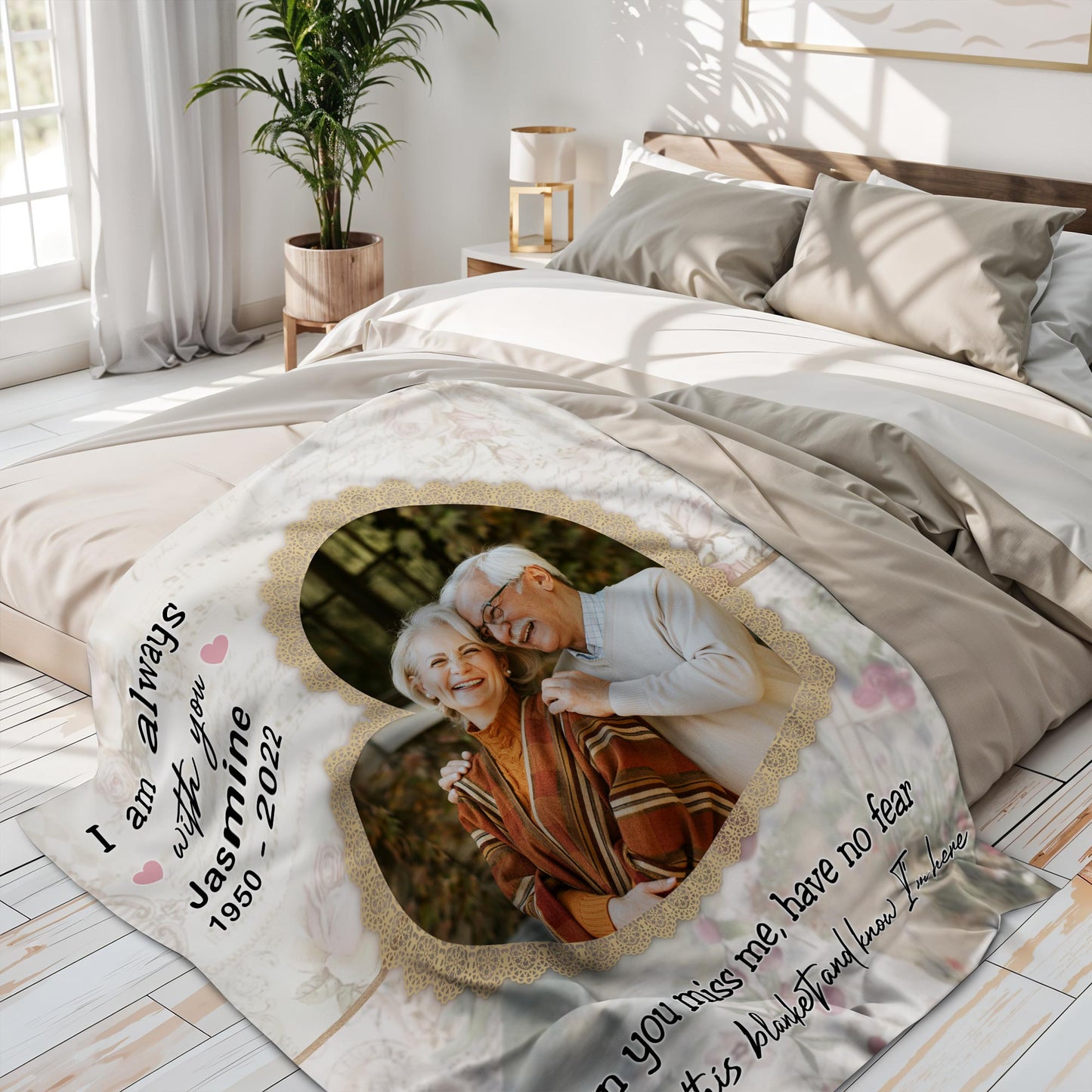 Wrap This Blanket And Know I'm Here With Floral Pattern And Heart Frame