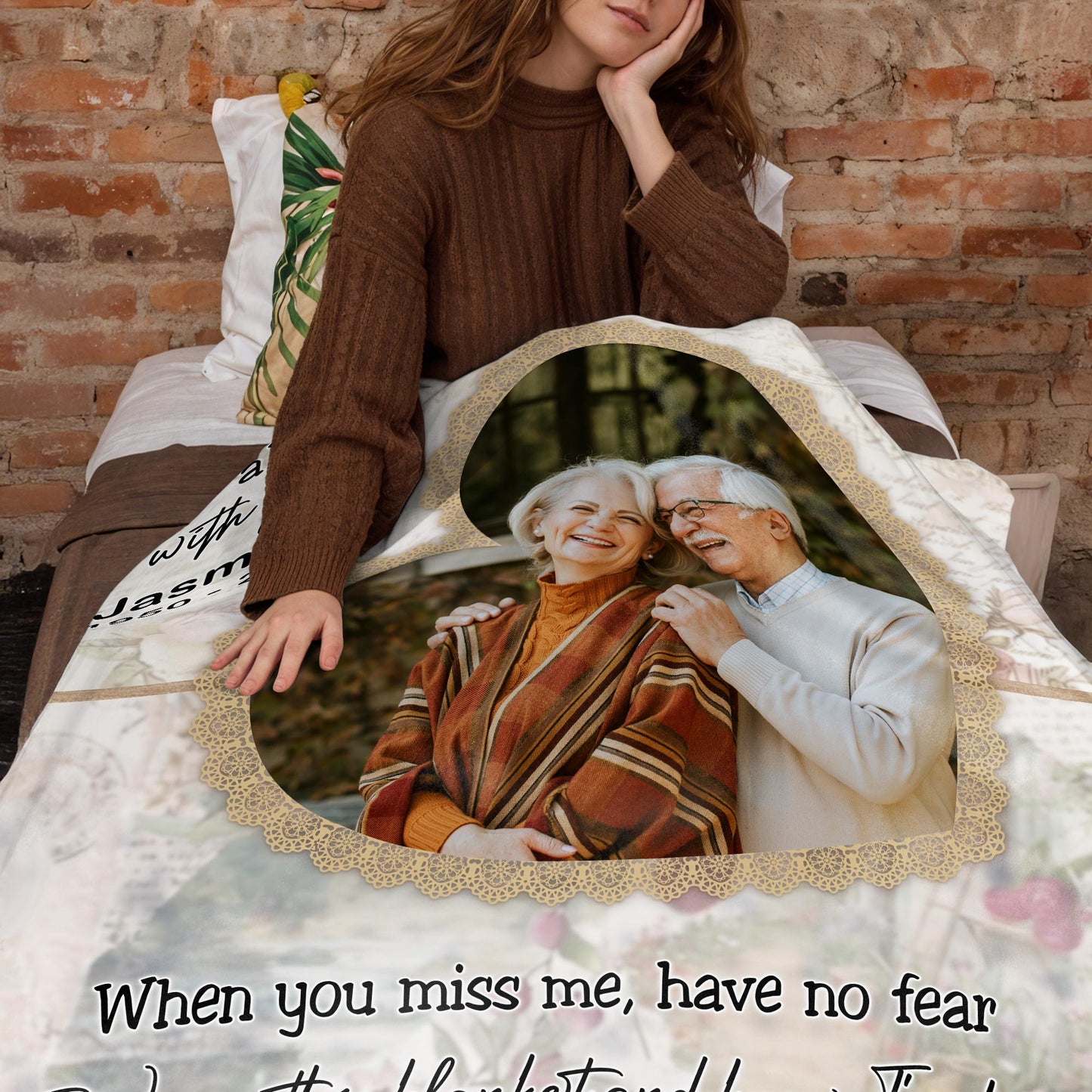 Wrap This Blanket And Know I'm Here With Floral Pattern And Heart Frame