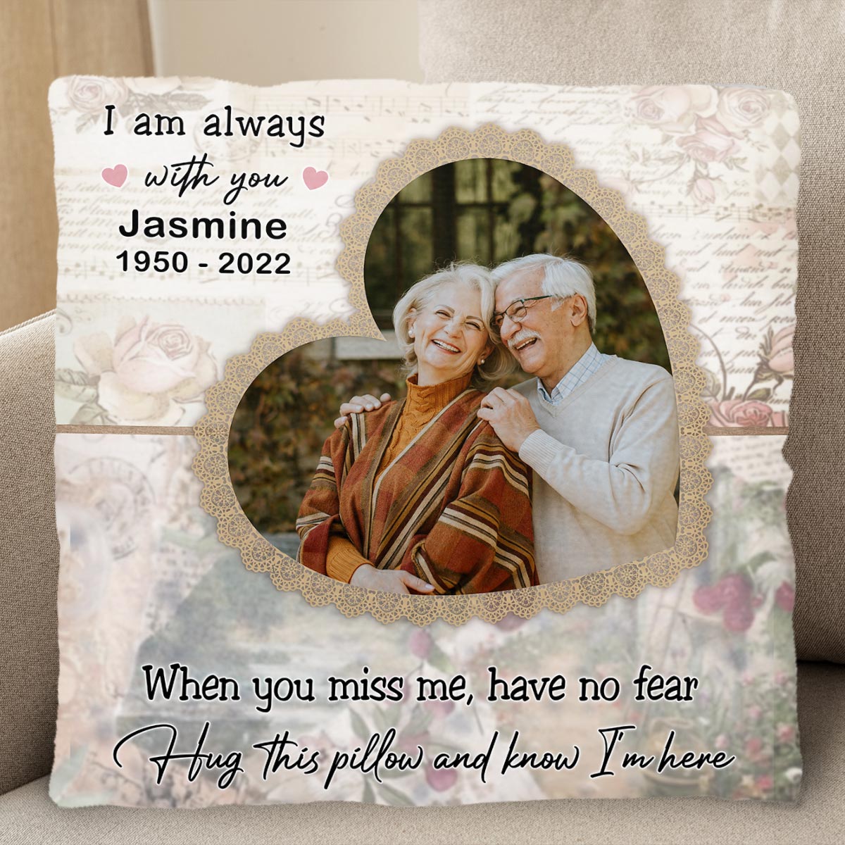 Hug This Pillow And Know I'm Here, Floral Vintage Design - Personalized Custom Pillow, Insert Included - HME151_PLW