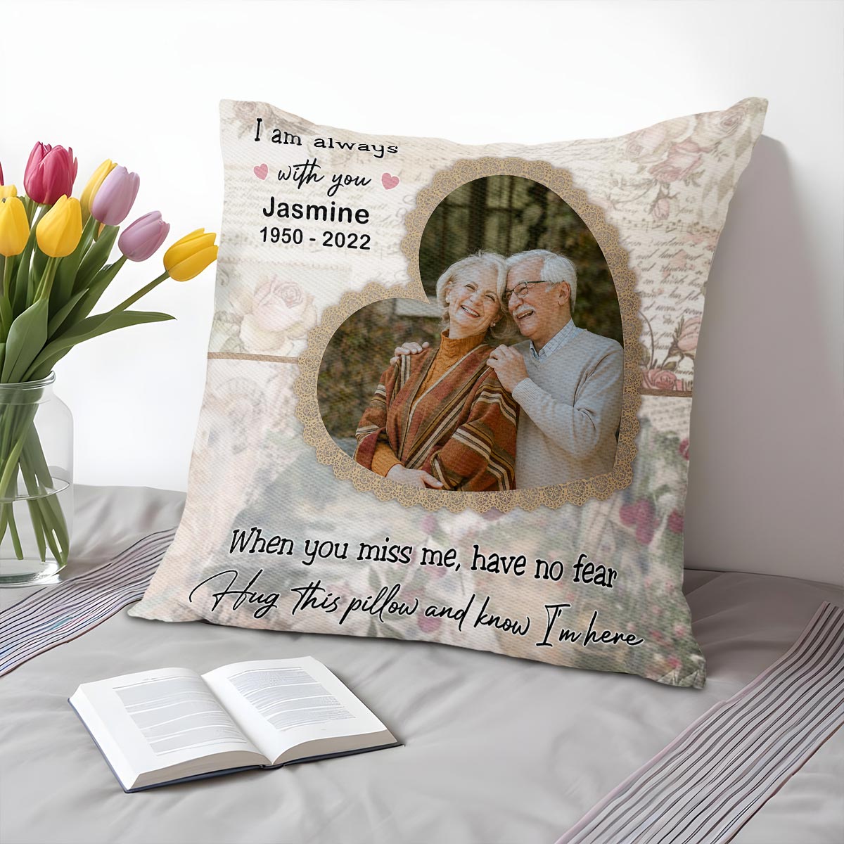 Hug This Pillow And Know I'm Here, Floral Vintage Design - Personalized Custom Pillow, Insert Included - HME151_PLW