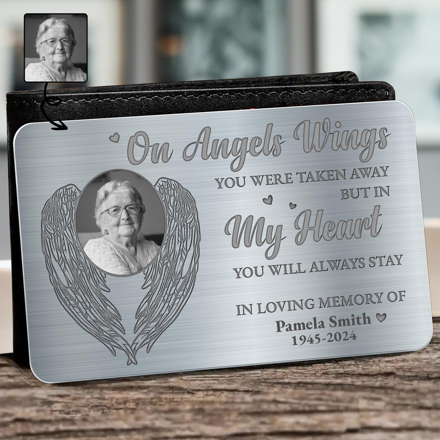 On Angels Wings Memorial Heart Angel Wings Tribute