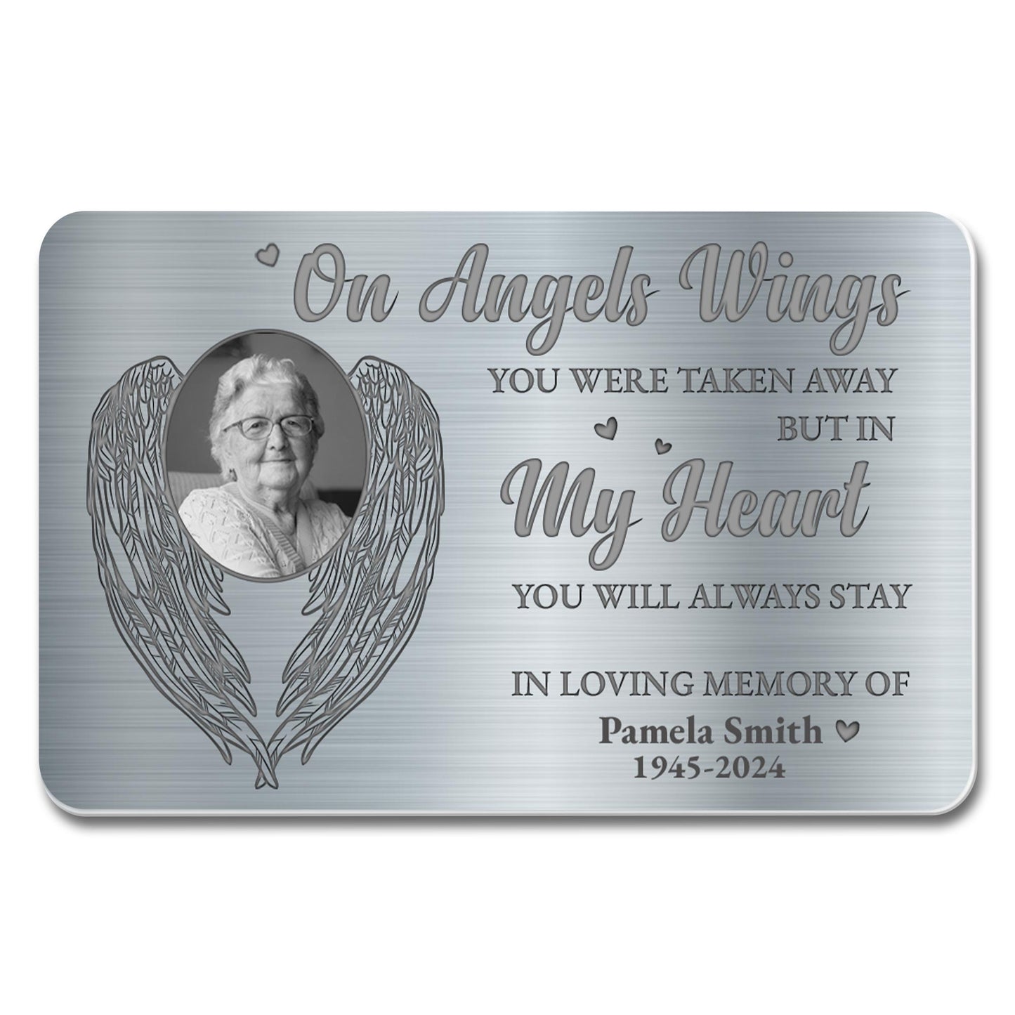 On Angels Wings Memorial Heart Angel Wings Tribute