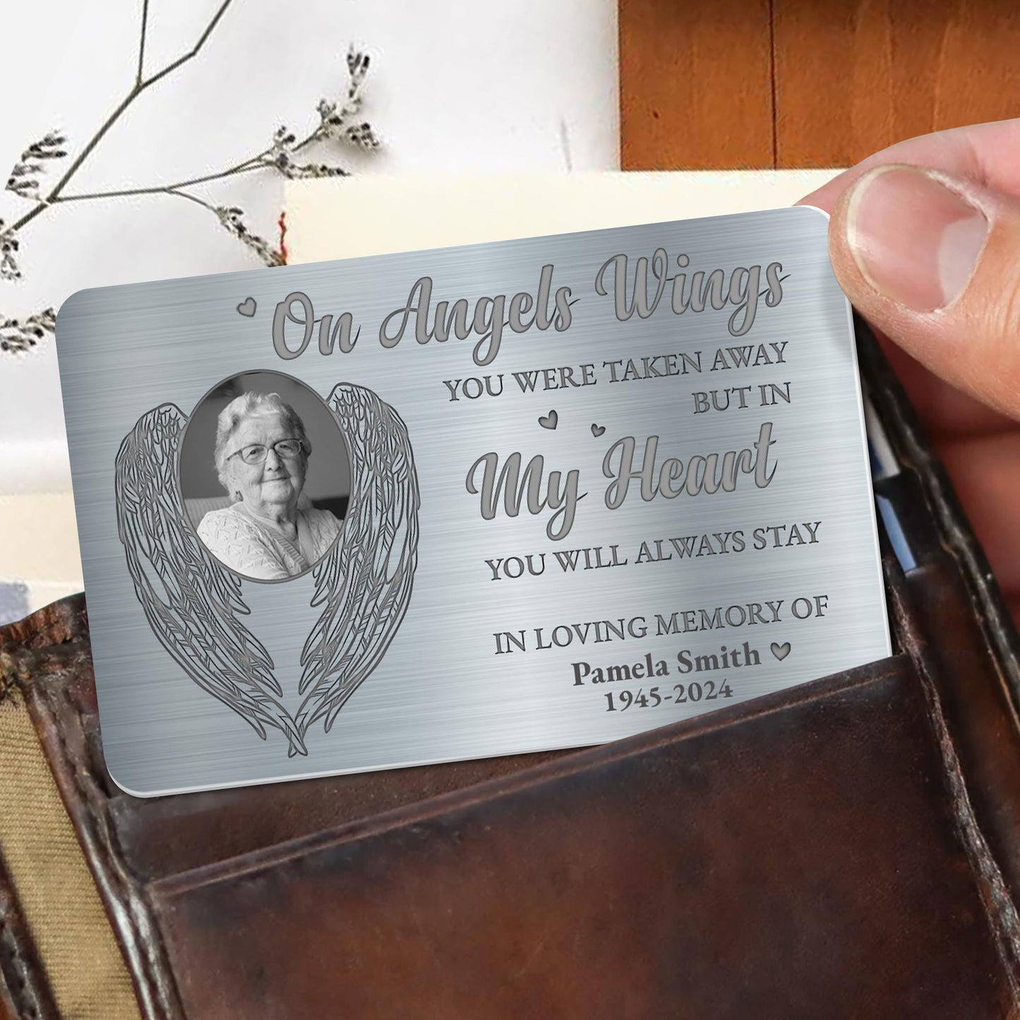 On Angels Wings Memorial Heart Angel Wings Tribute