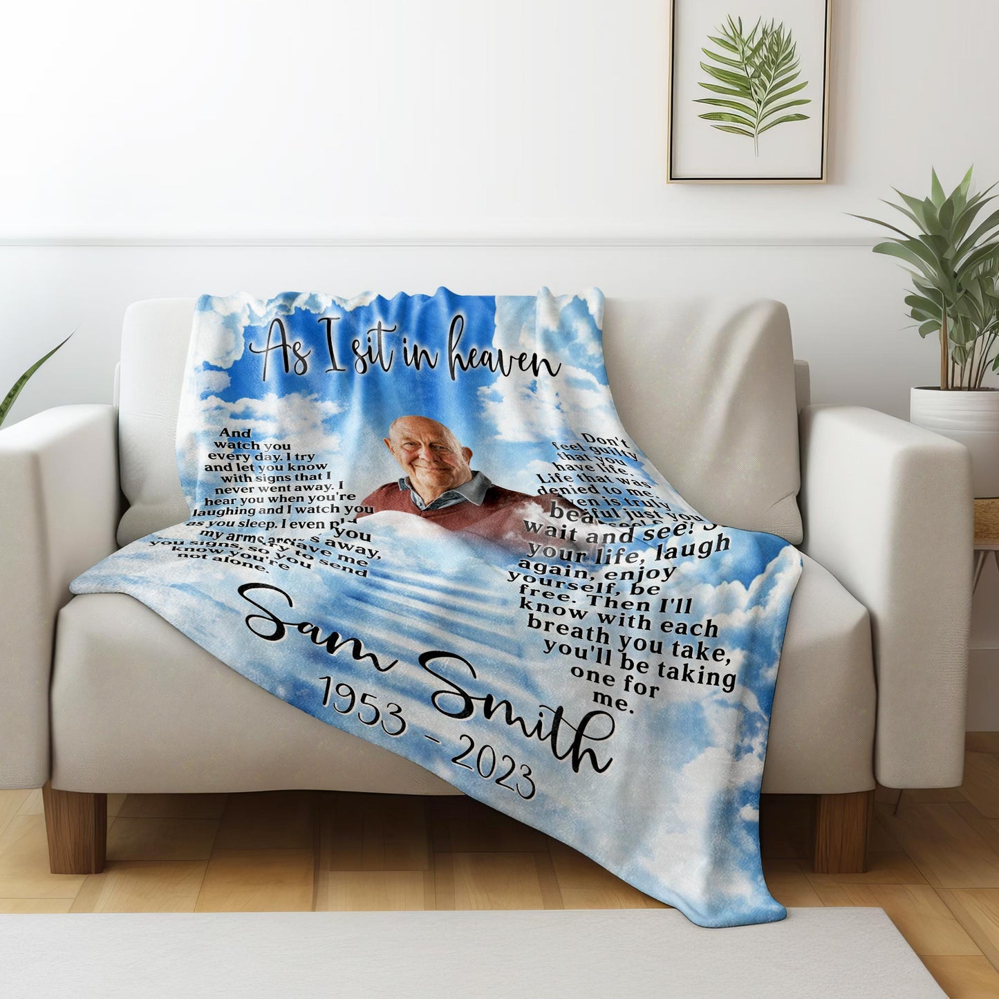 As I Sit In Heaven Clouds And Portrait Heartfelt Blanket