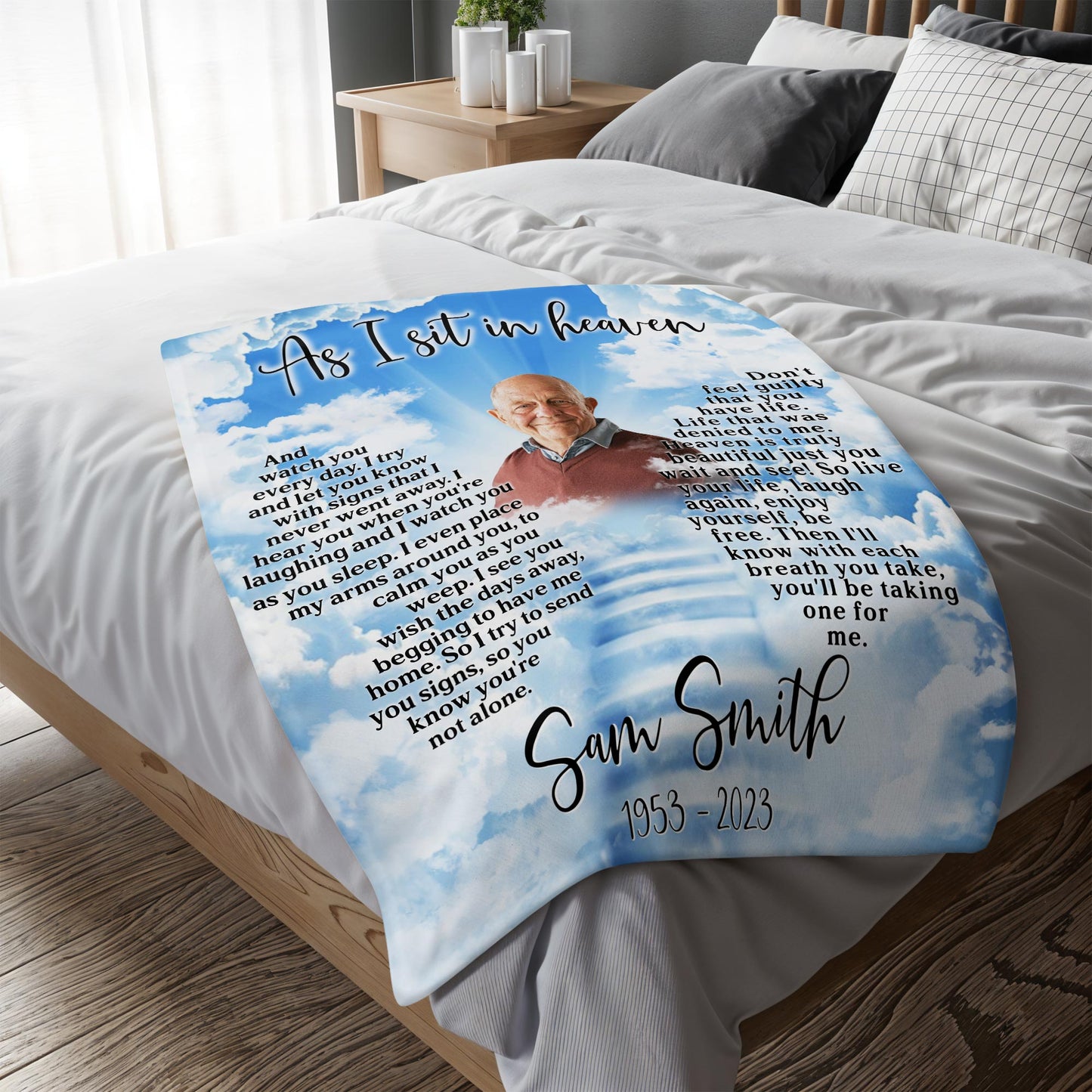 As I Sit In Heaven Clouds And Portrait Heartfelt Blanket