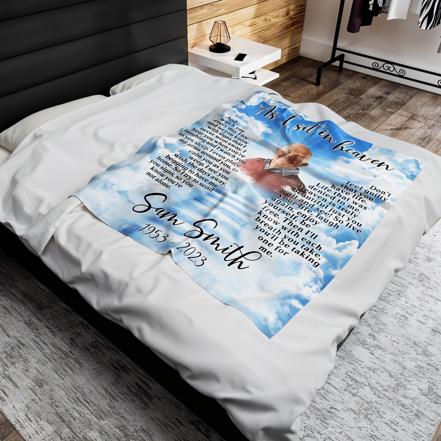 As I Sit In Heaven Clouds And Portrait Heartfelt Blanket