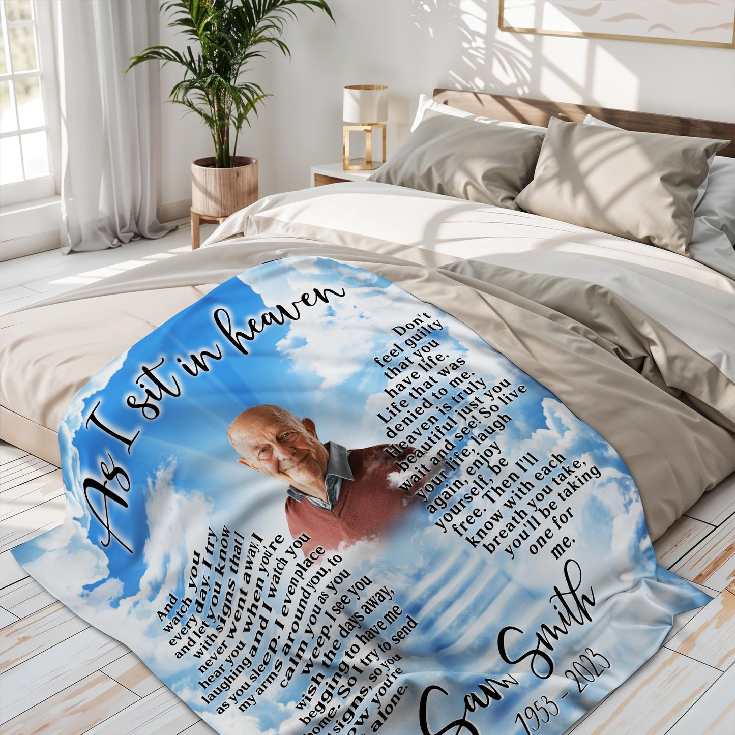 As I Sit In Heaven Clouds And Portrait Heartfelt Blanket