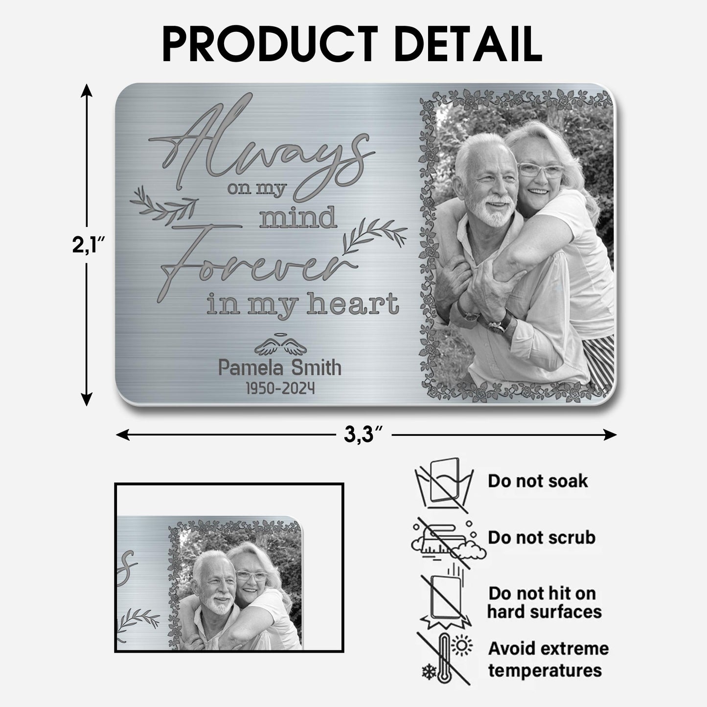 Always On My Mind Forever In My Heart Memorial Wallet Card - Personalized Aluminum Wallet Card - HME153_ALCA
