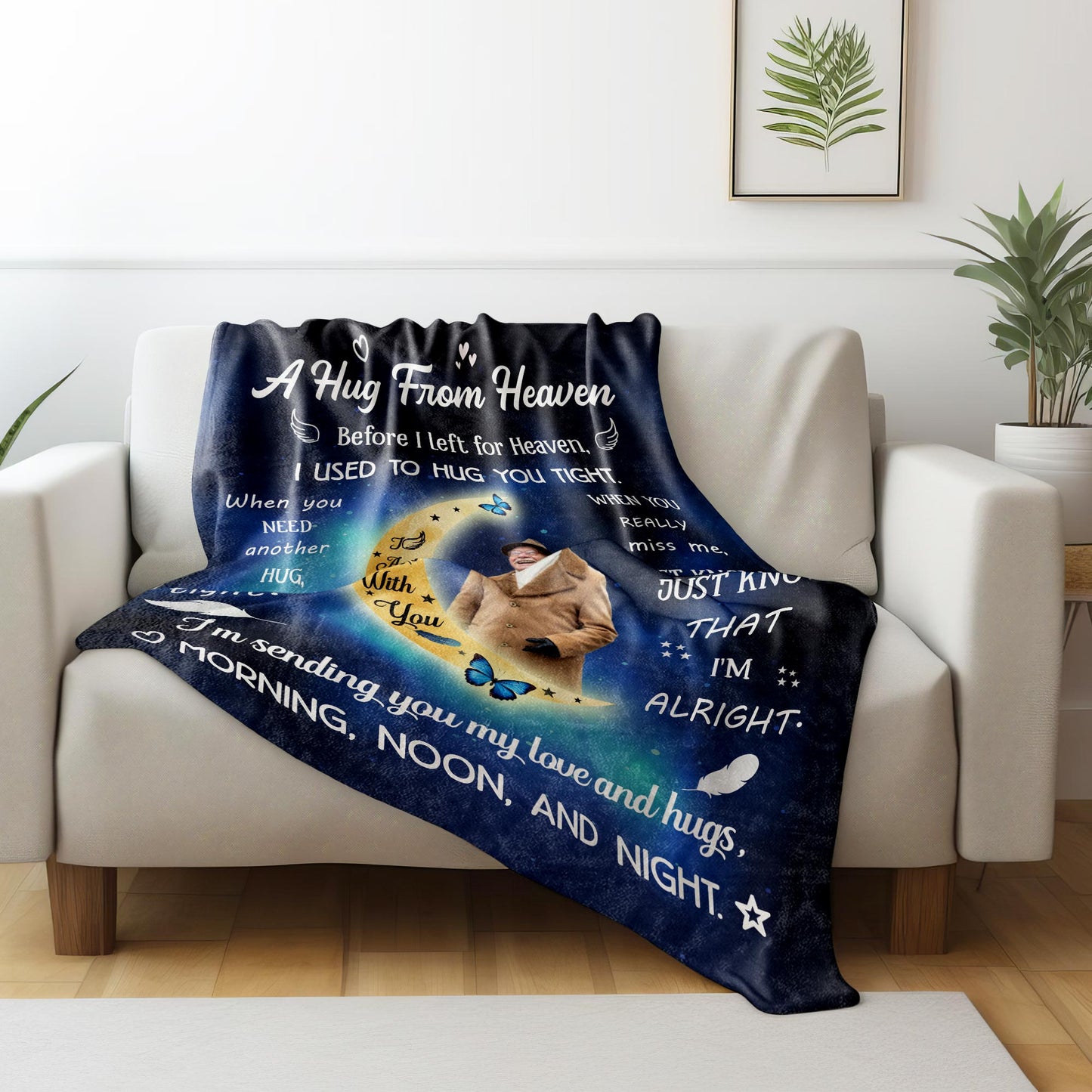 A Hug From Heaven Memorial Blanket With Stars And Butterflies