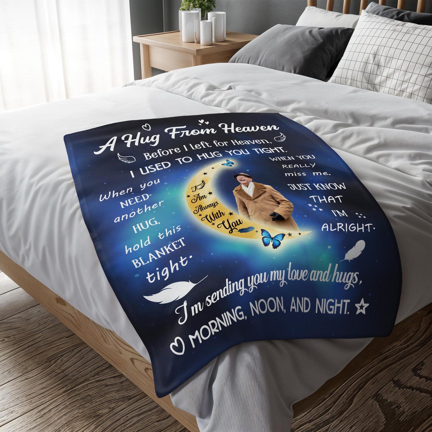 A Hug From Heaven Memorial Blanket With Stars And Butterflies