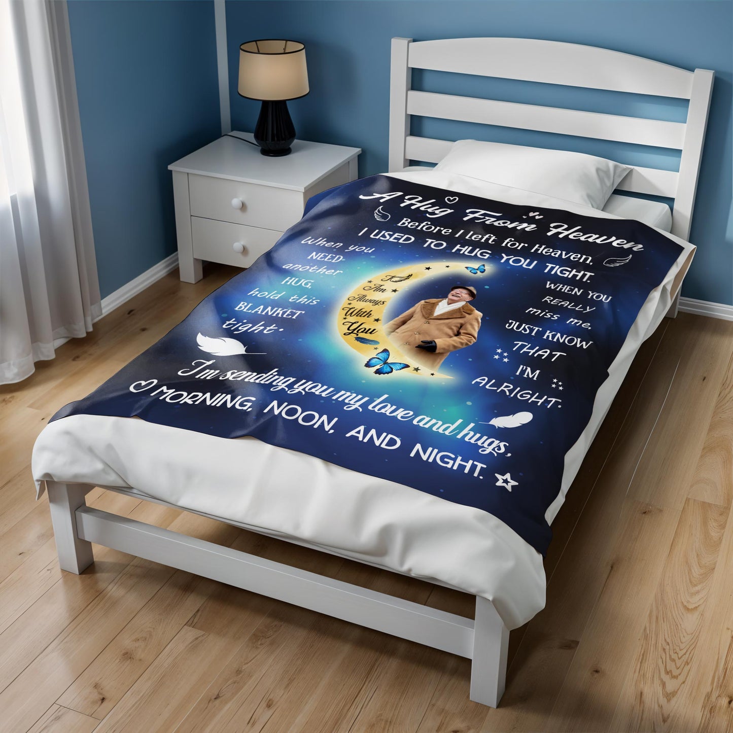 A Hug From Heaven Memorial Blanket With Stars And Butterflies