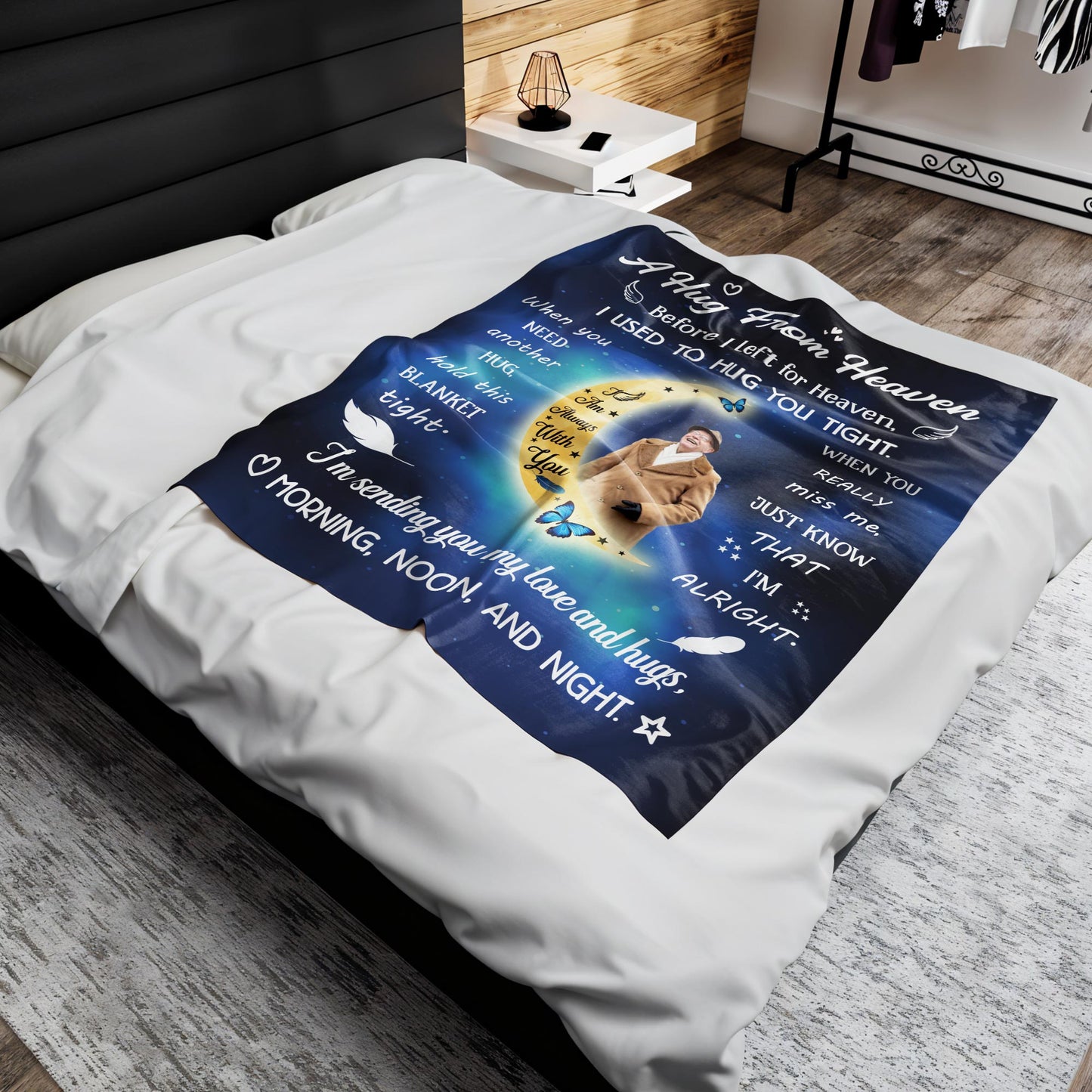 A Hug From Heaven Memorial Blanket With Stars And Butterflies