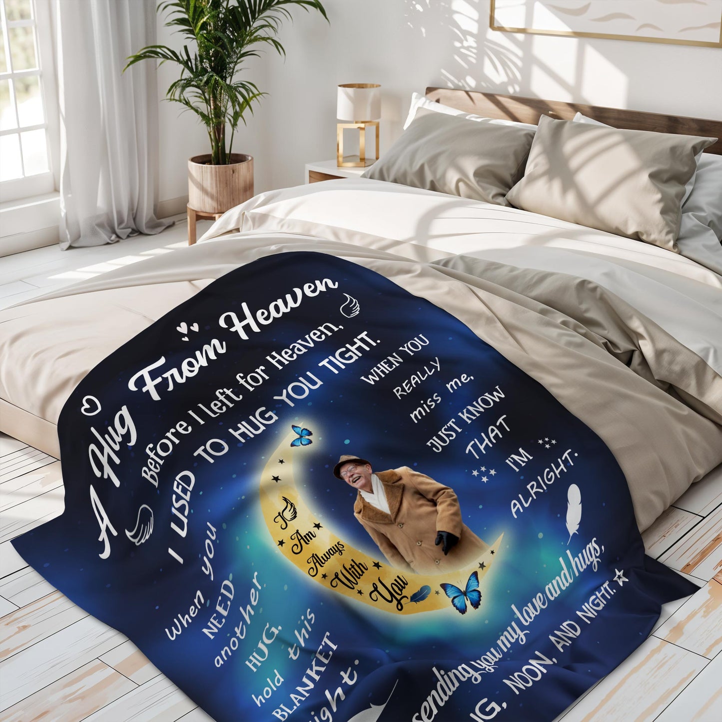 A Hug From Heaven Memorial Blanket With Stars And Butterflies