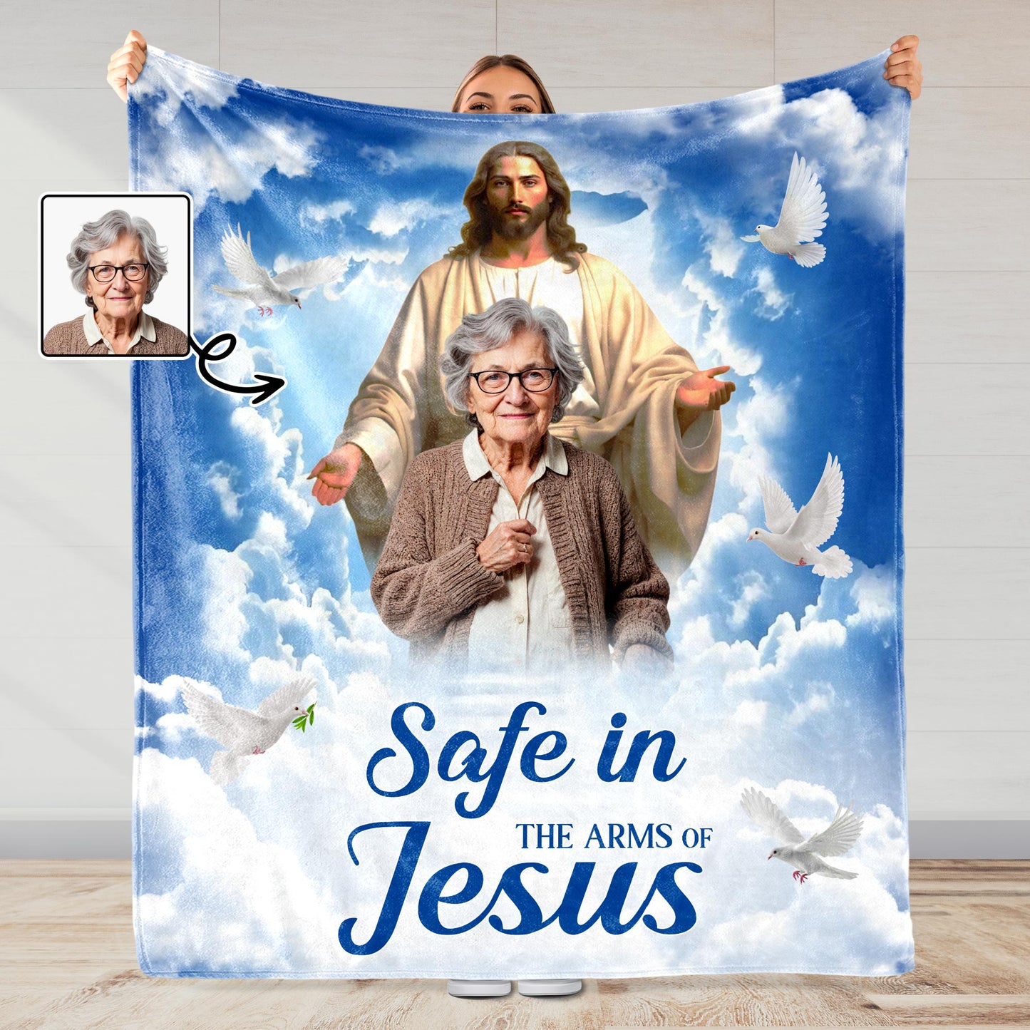 Safe In The Arms Of Jesus Religious Blanket