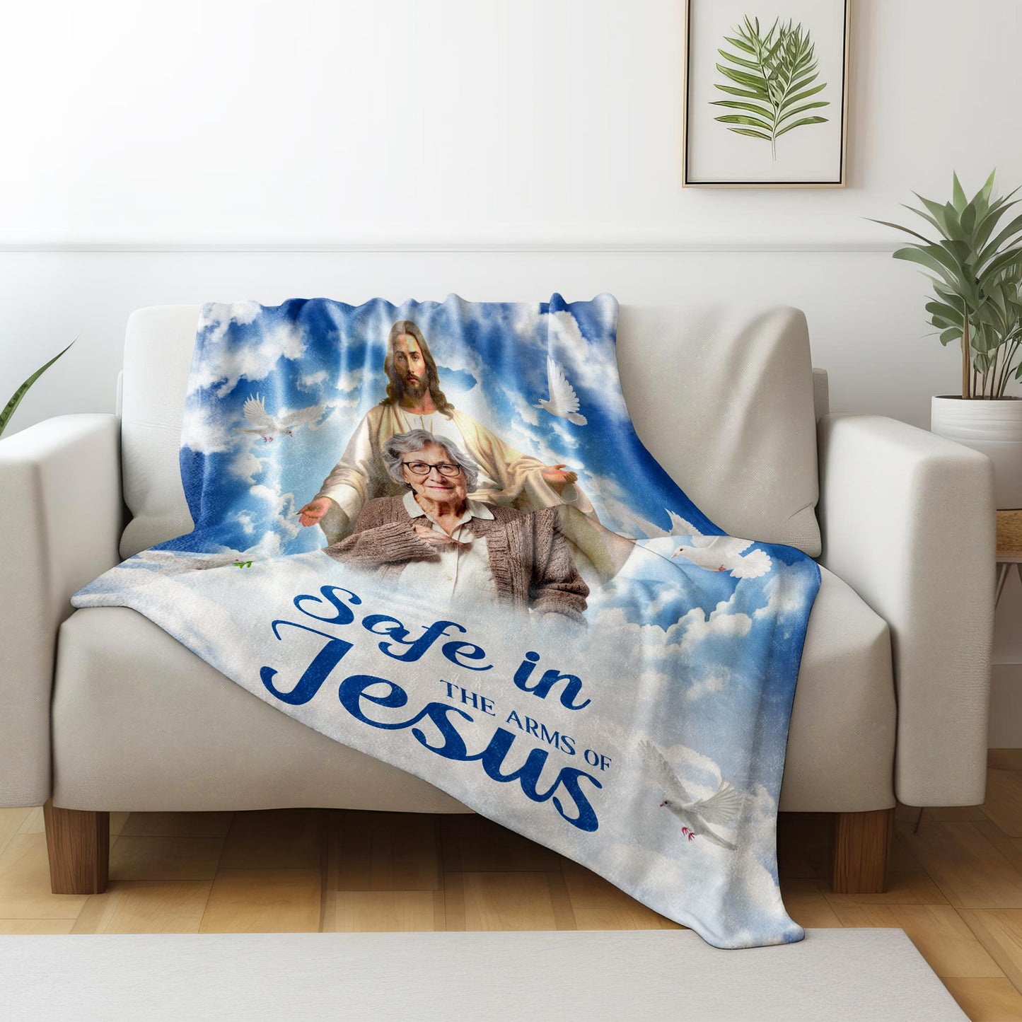Safe In The Arms Of Jesus Religious Blanket