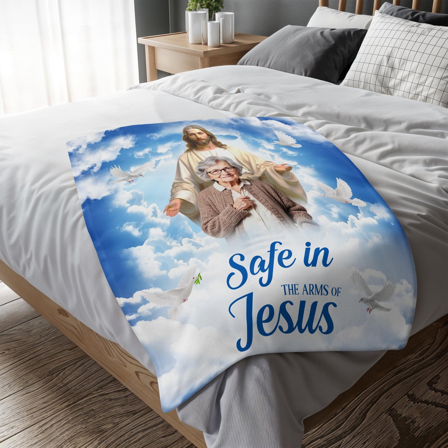 Safe In The Arms Of Jesus Religious Blanket