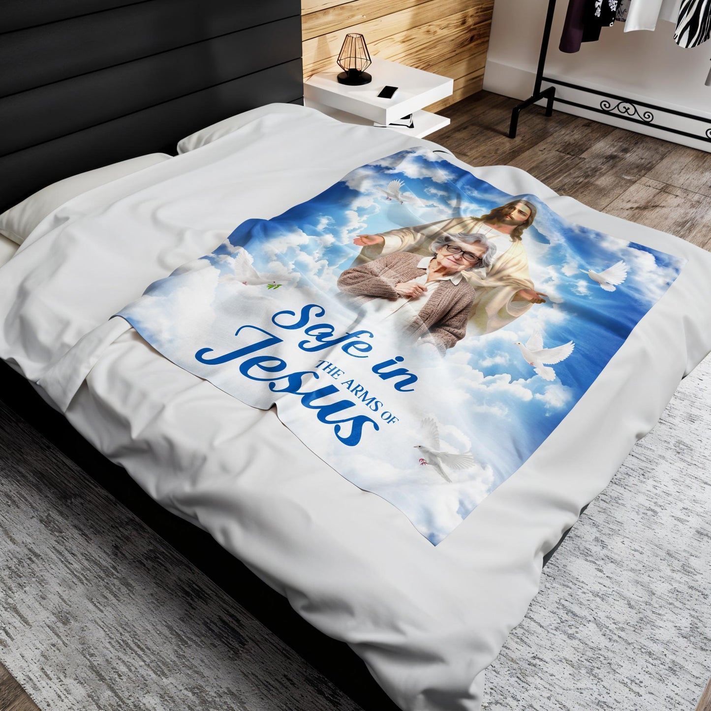 Safe In The Arms Of Jesus Religious Blanket