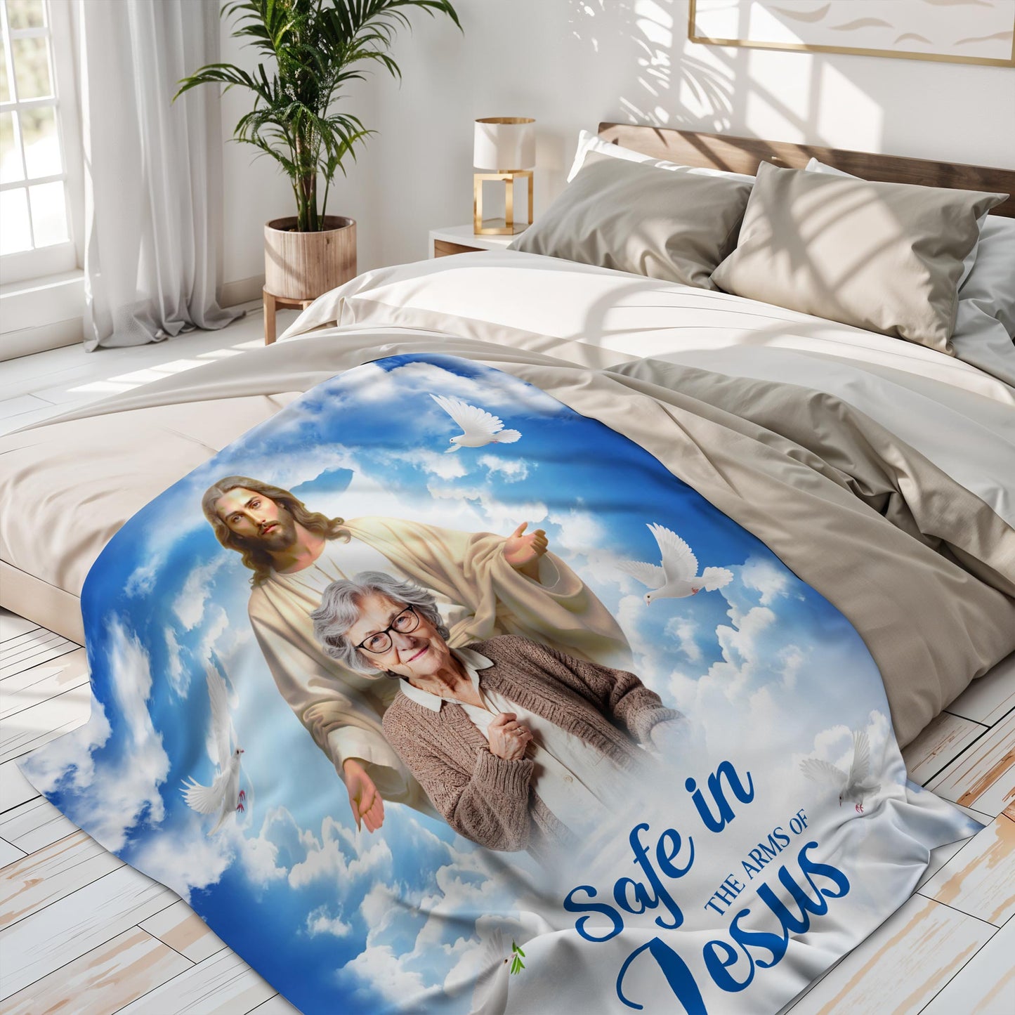 Safe In The Arms Of Jesus Religious Blanket