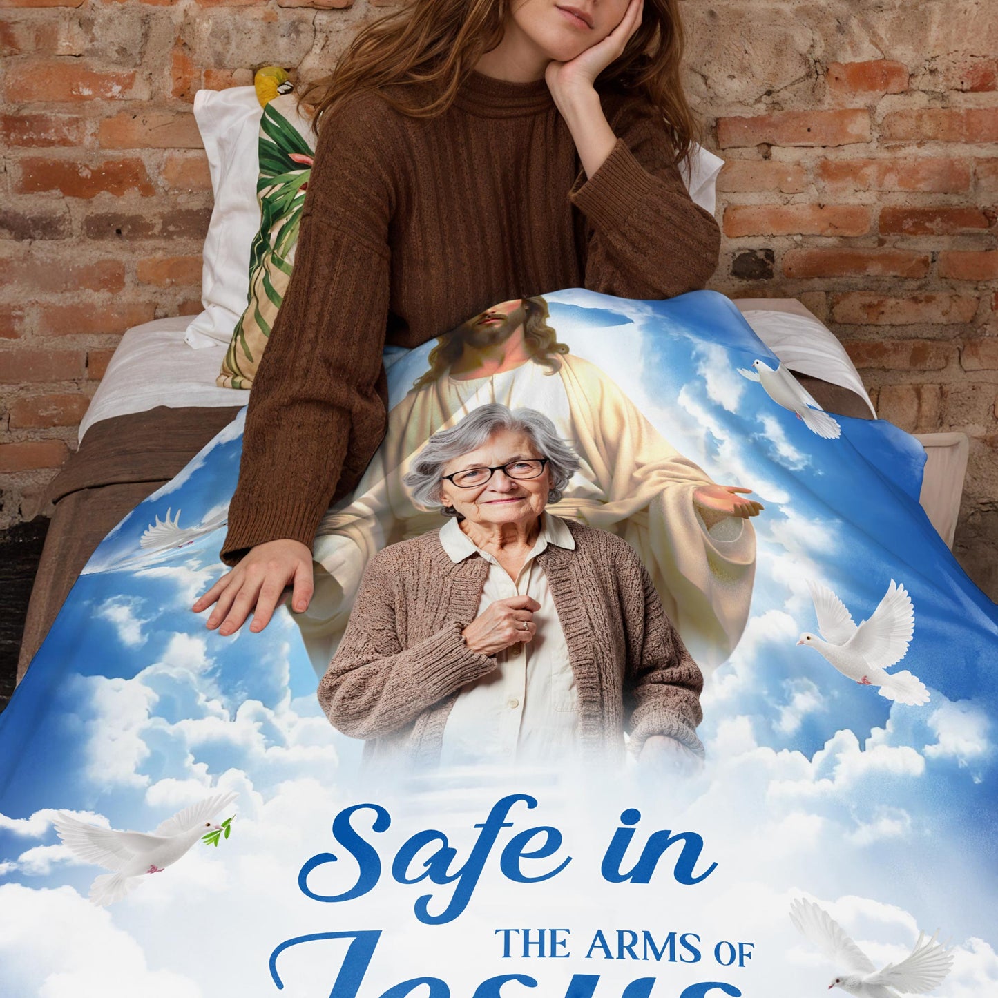Safe In The Arms Of Jesus Religious Blanket