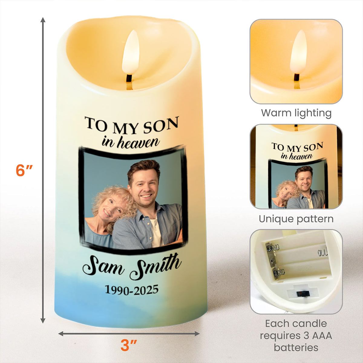 Death Leaves a Heartache, Love Leaves a Memory LED Candle