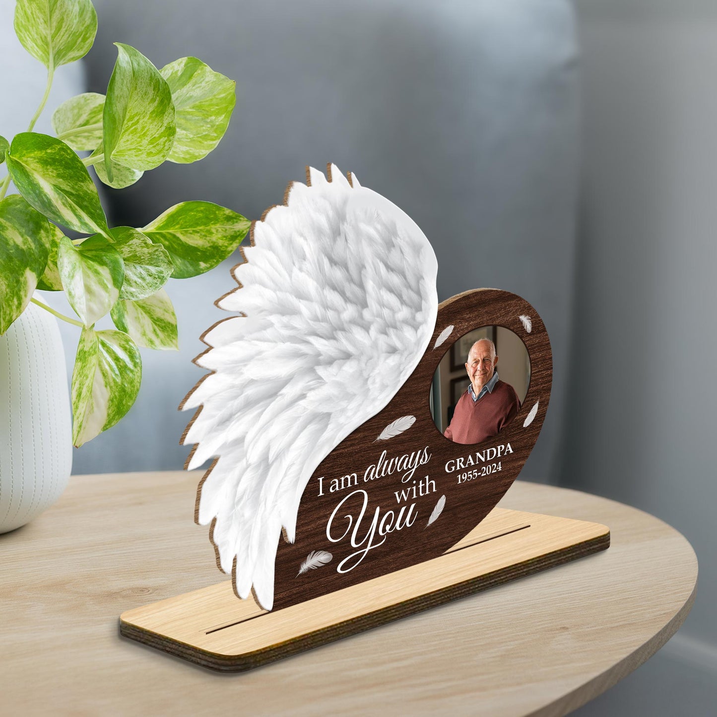 Always With You Angel Wings Memorial Plaque