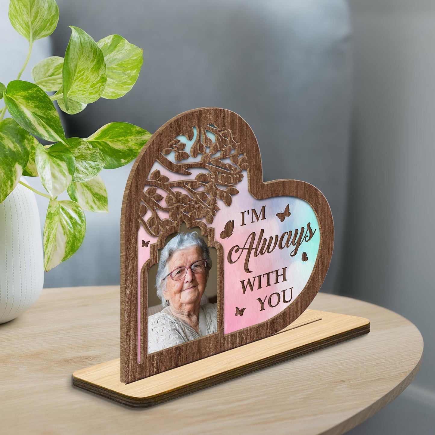 I'm Always With You Tree And Butterflies Heart Plaque