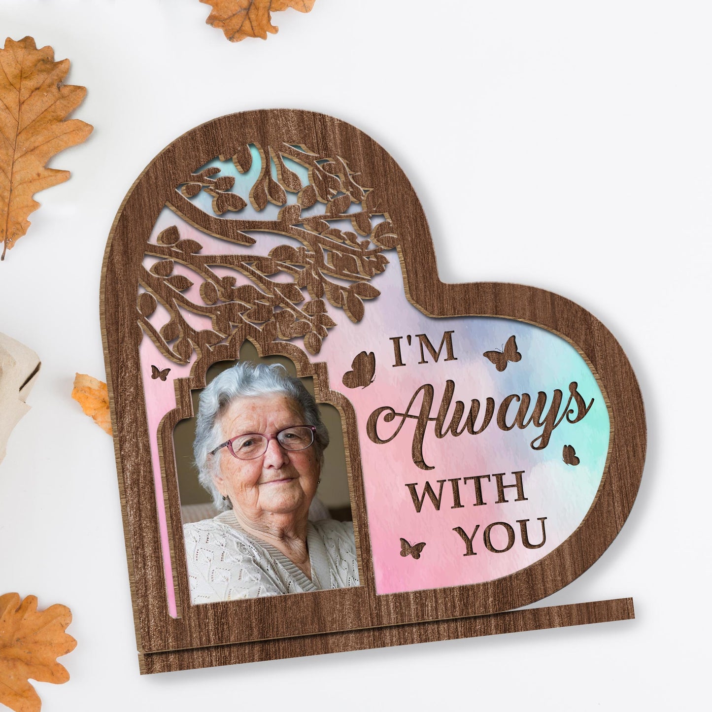 I'm Always With You Tree And Butterflies Heart Plaque