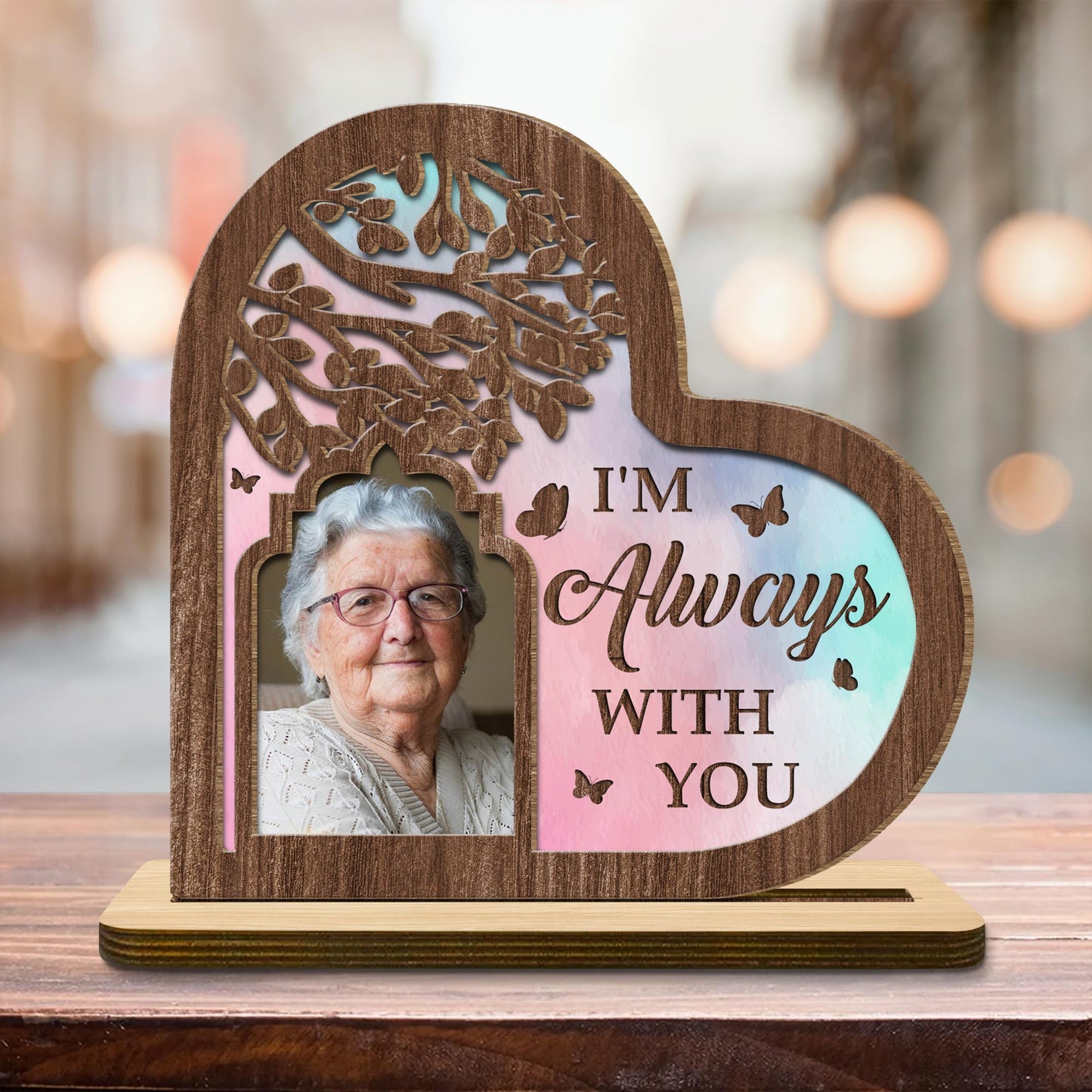 I'm Always With You Tree And Butterflies Heart Plaque