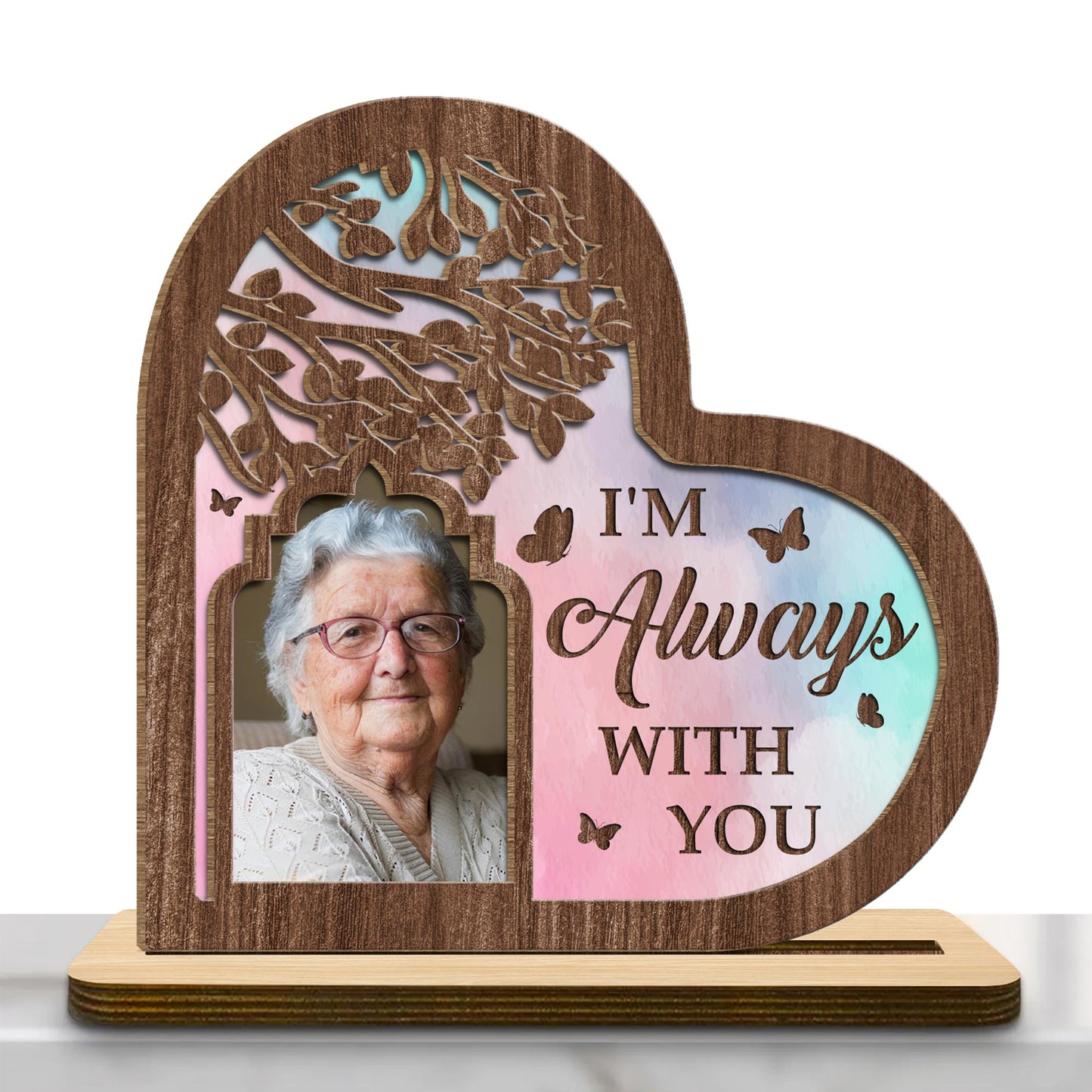 I'm Always With You Tree And Butterflies Heart Plaque