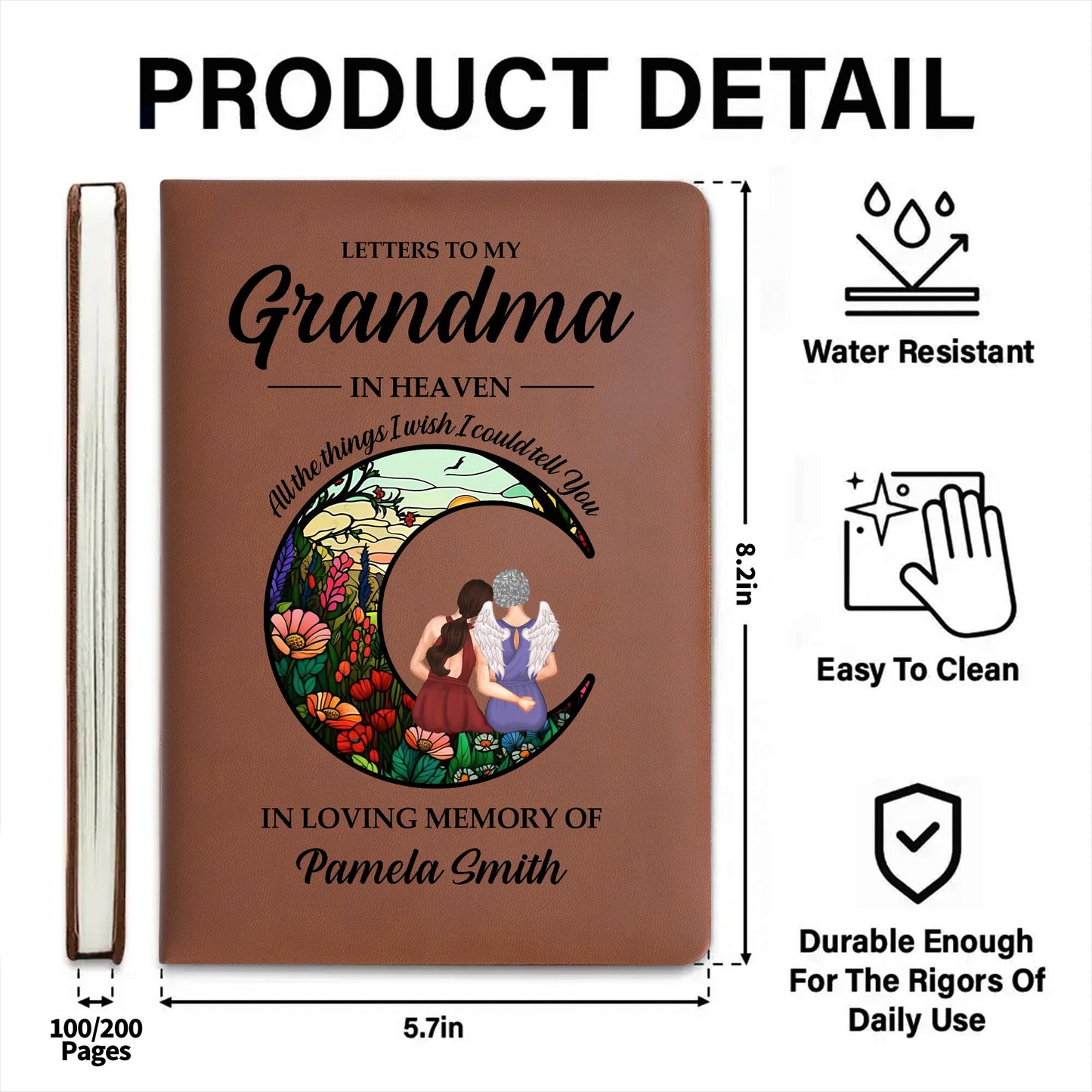Memory Journal with Angel Wings and Flowers, In Loving Memory Message