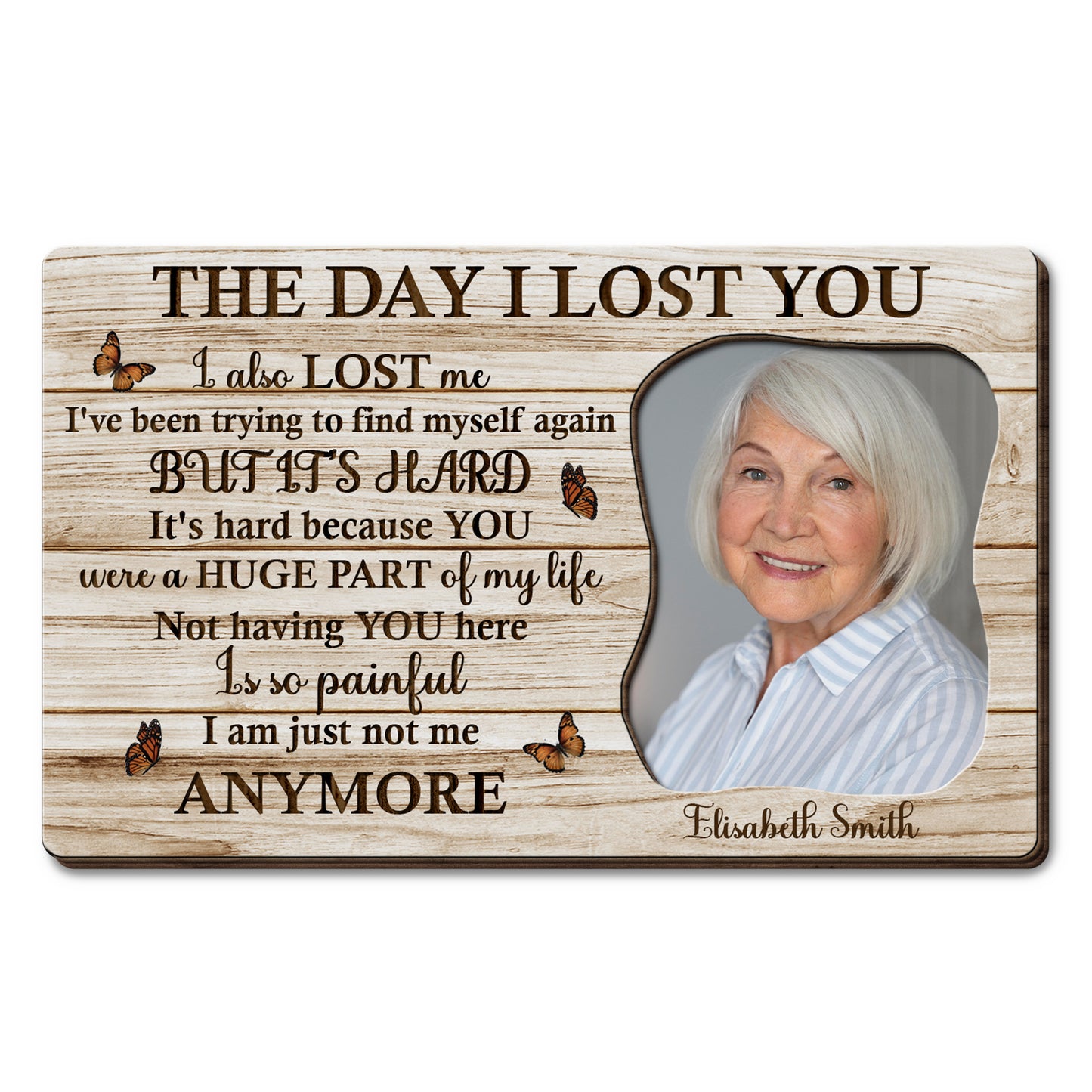 The Day I Lost You Memorial Photo Frame With Butterflies
